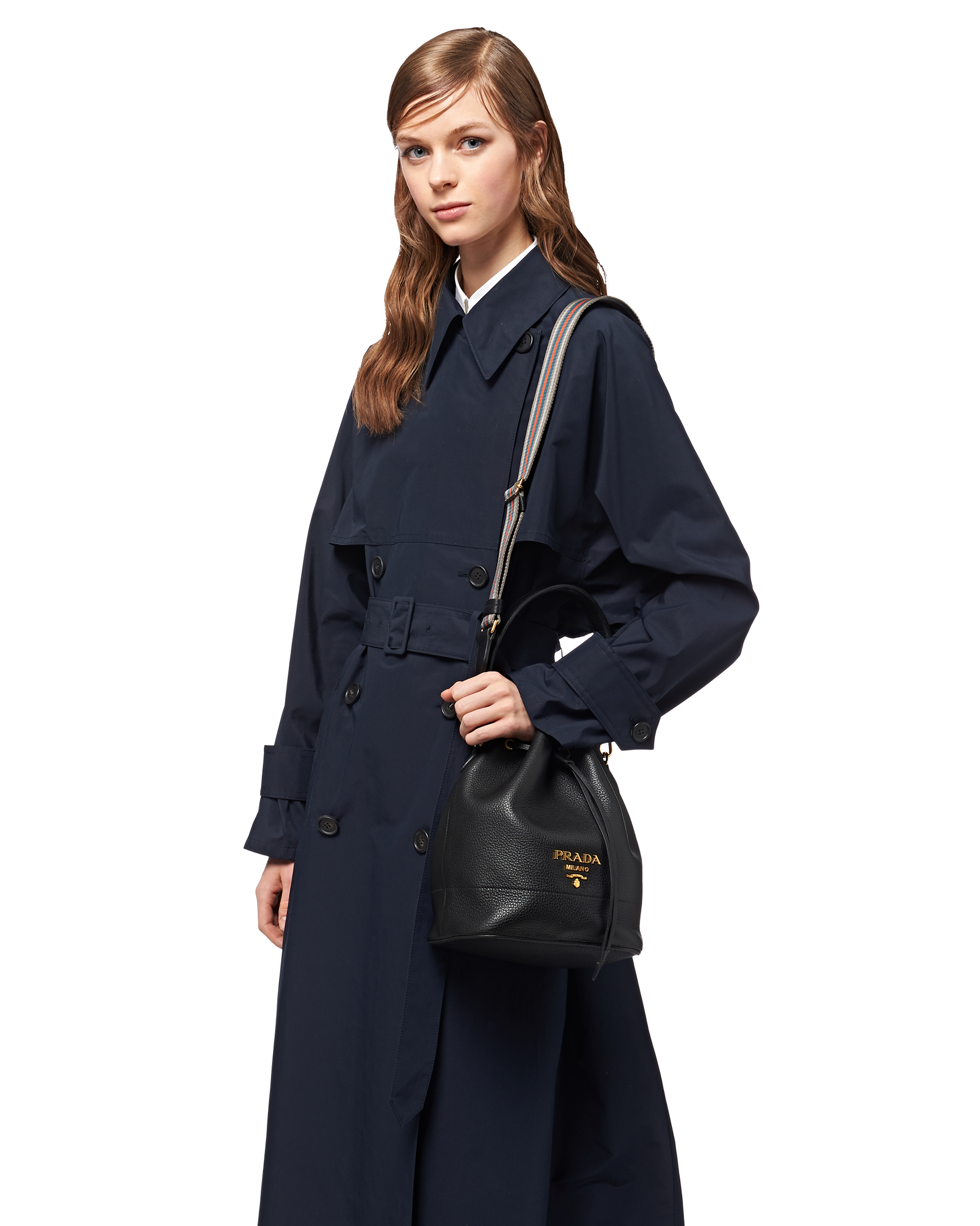 prada bucket leather bag