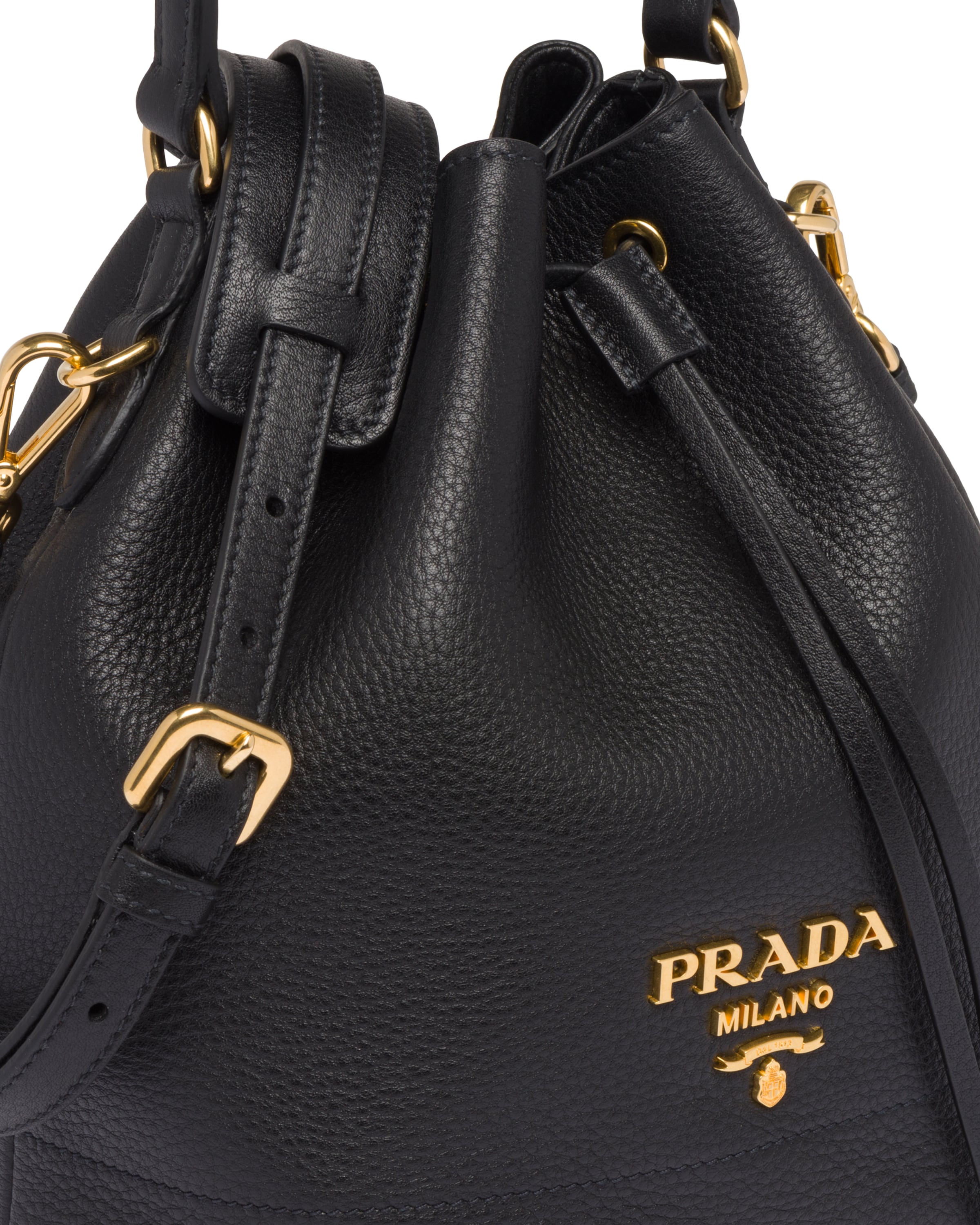 Black Leather bucket bag Prada