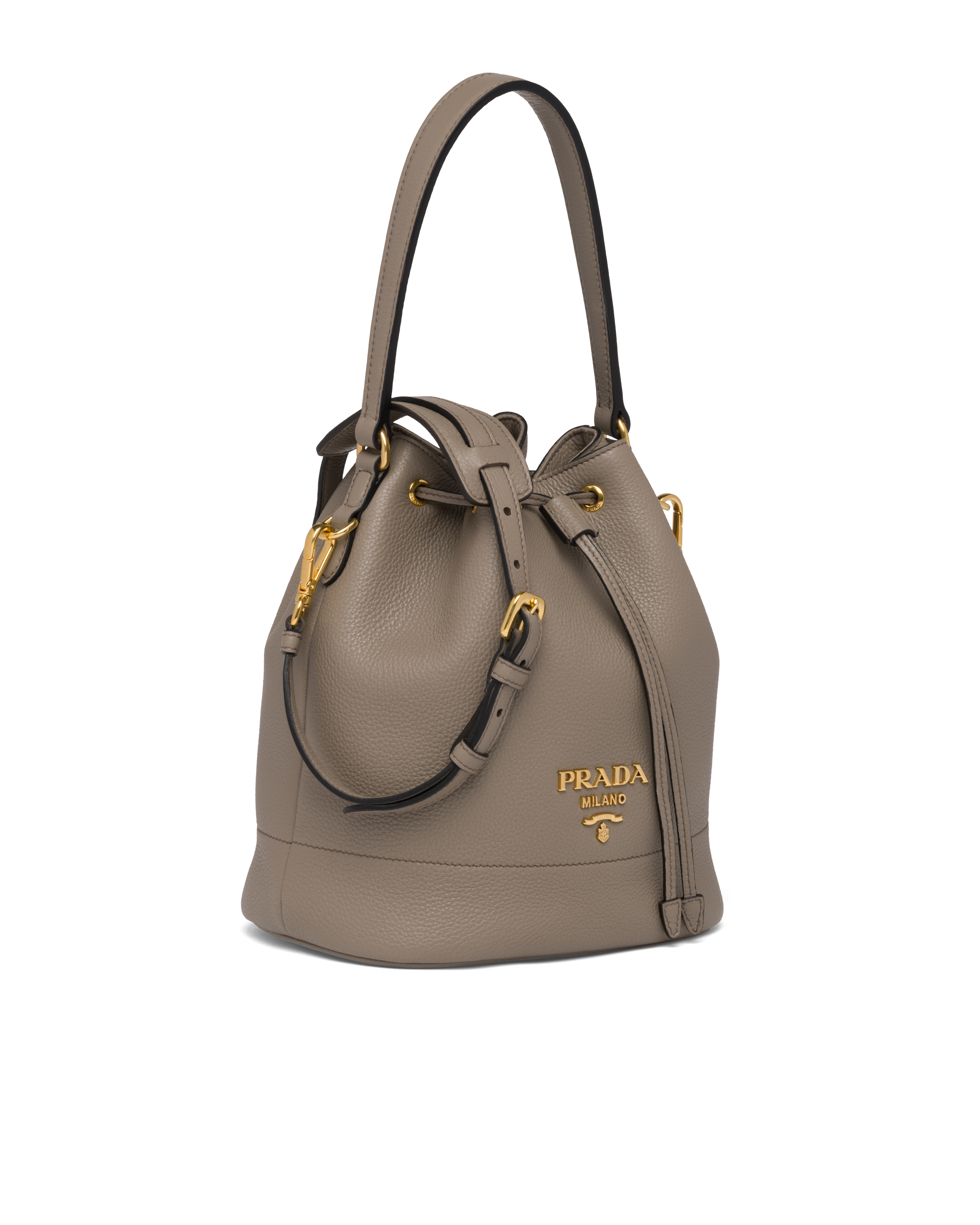 Prada bucket bag leather online