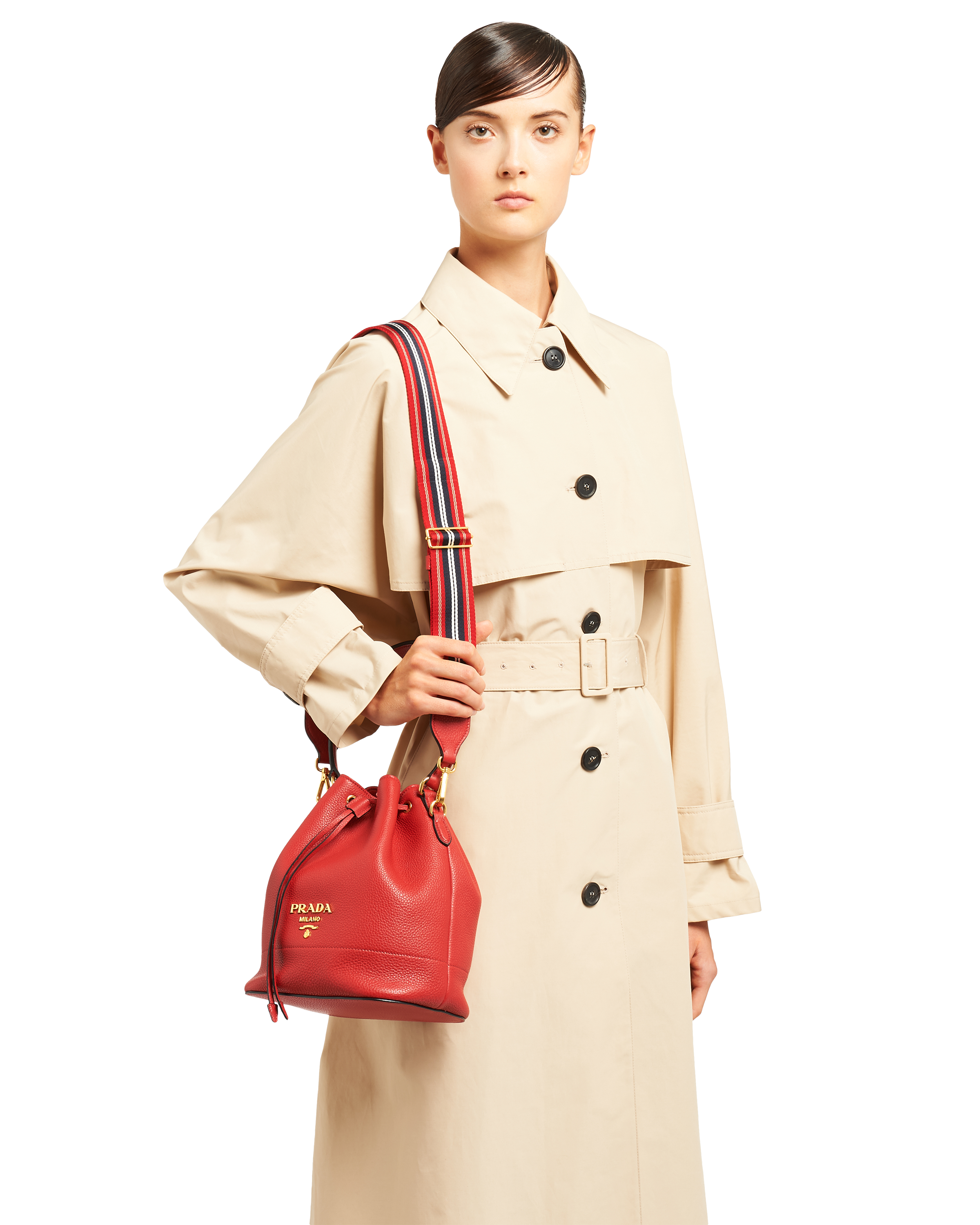 Prada red sales bucket bag