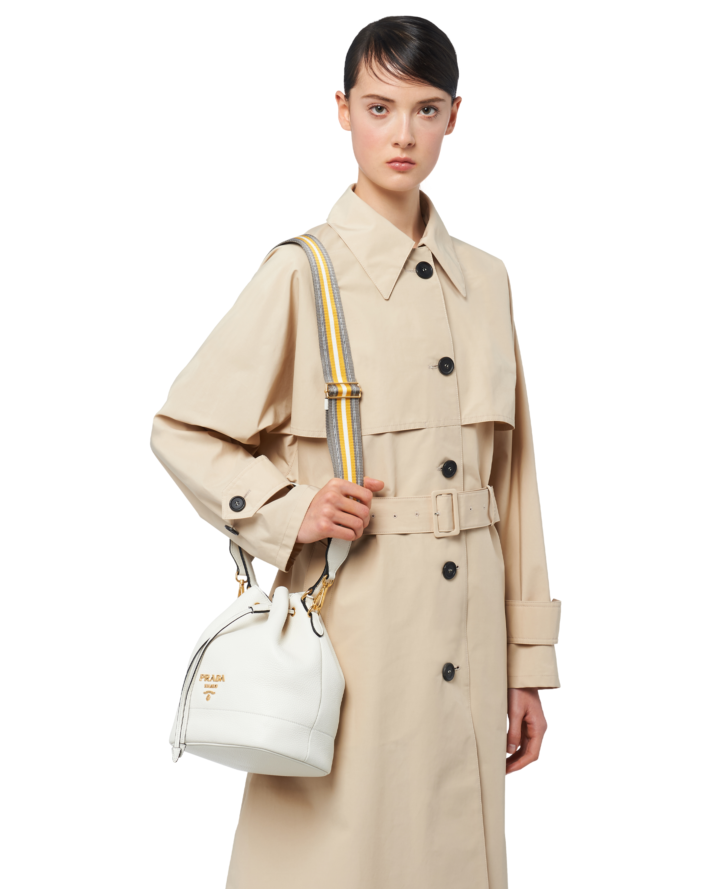 prada bucket leather bag