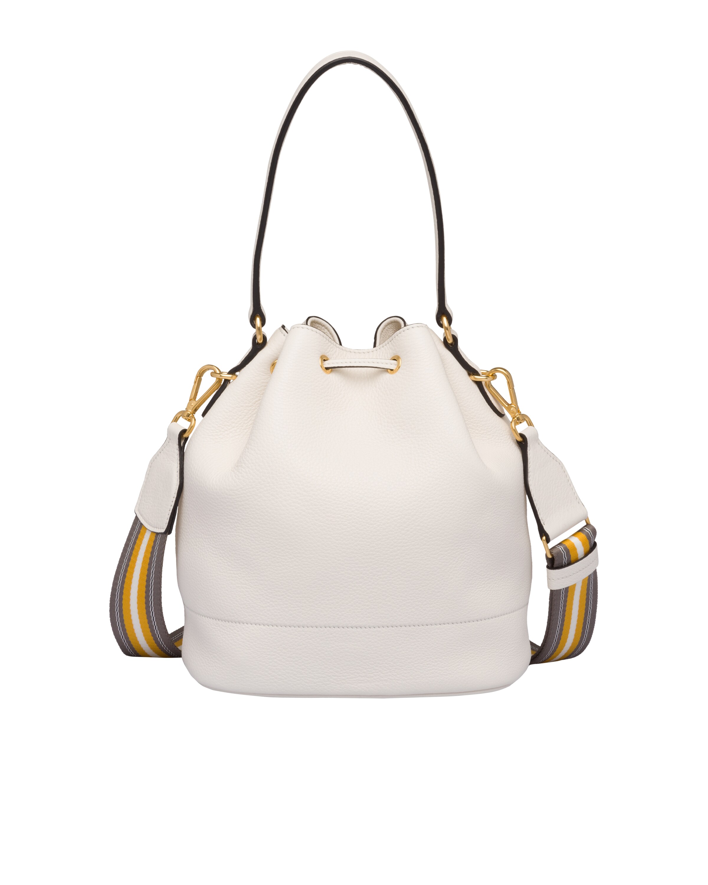 White Leather Bucket Bag Prada
