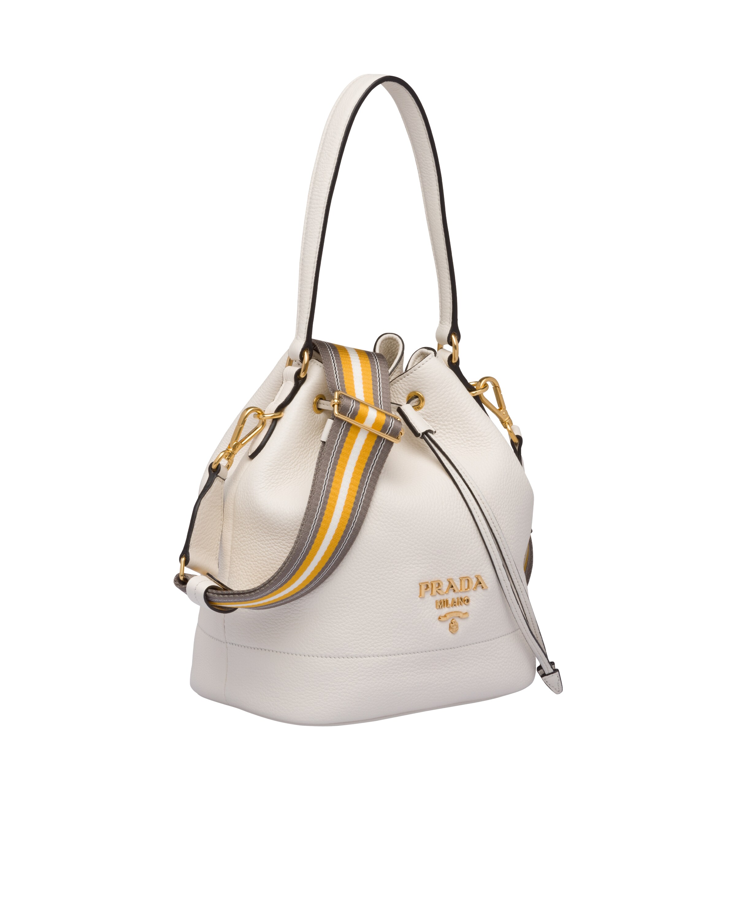 White Leather Bucket Bag Prada