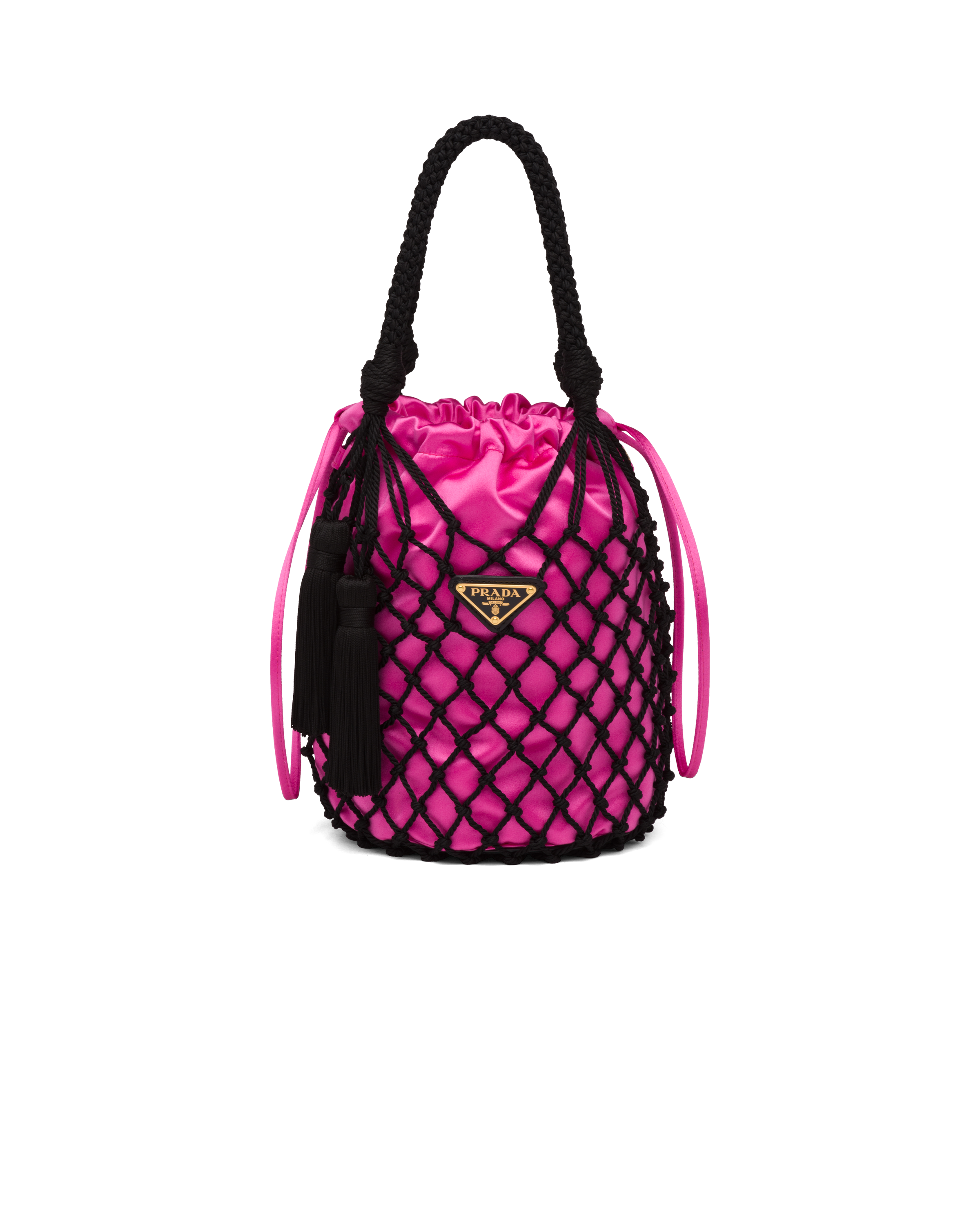 Black Begonia Pink Braided Prada Fishnet Bag Prada