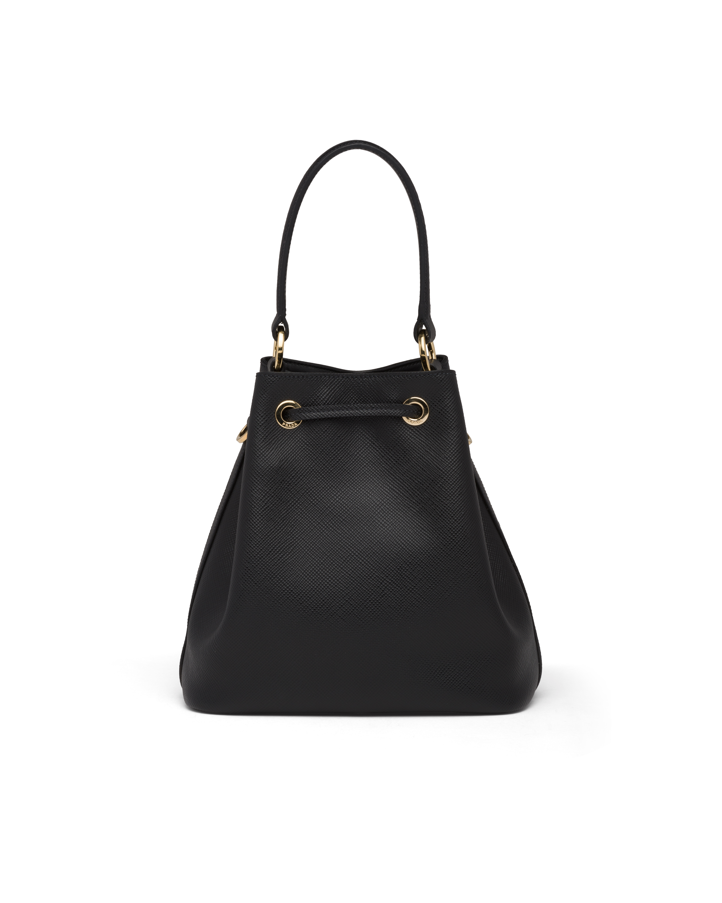 leather bucket bag black