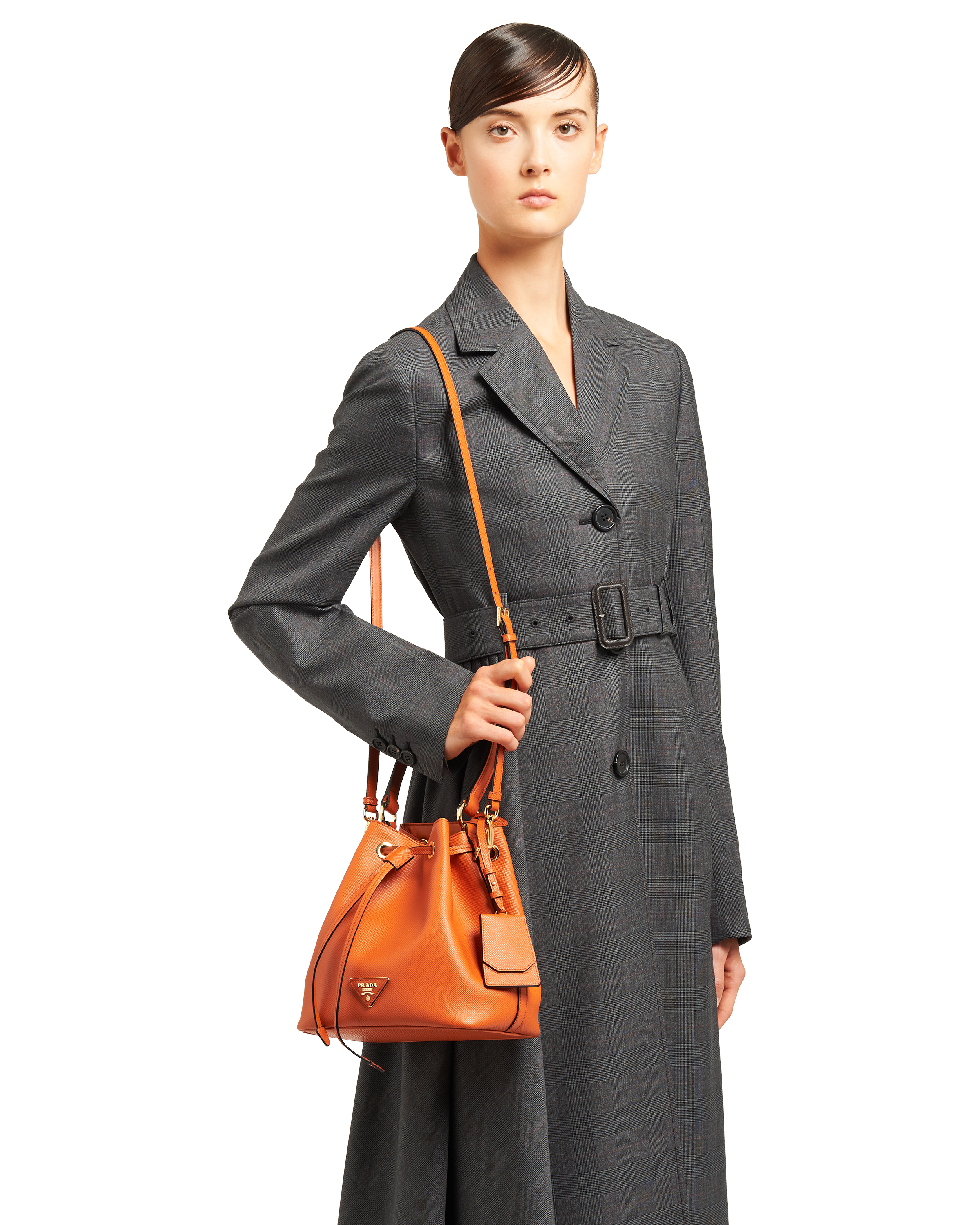saffiano leather bucket bag prada