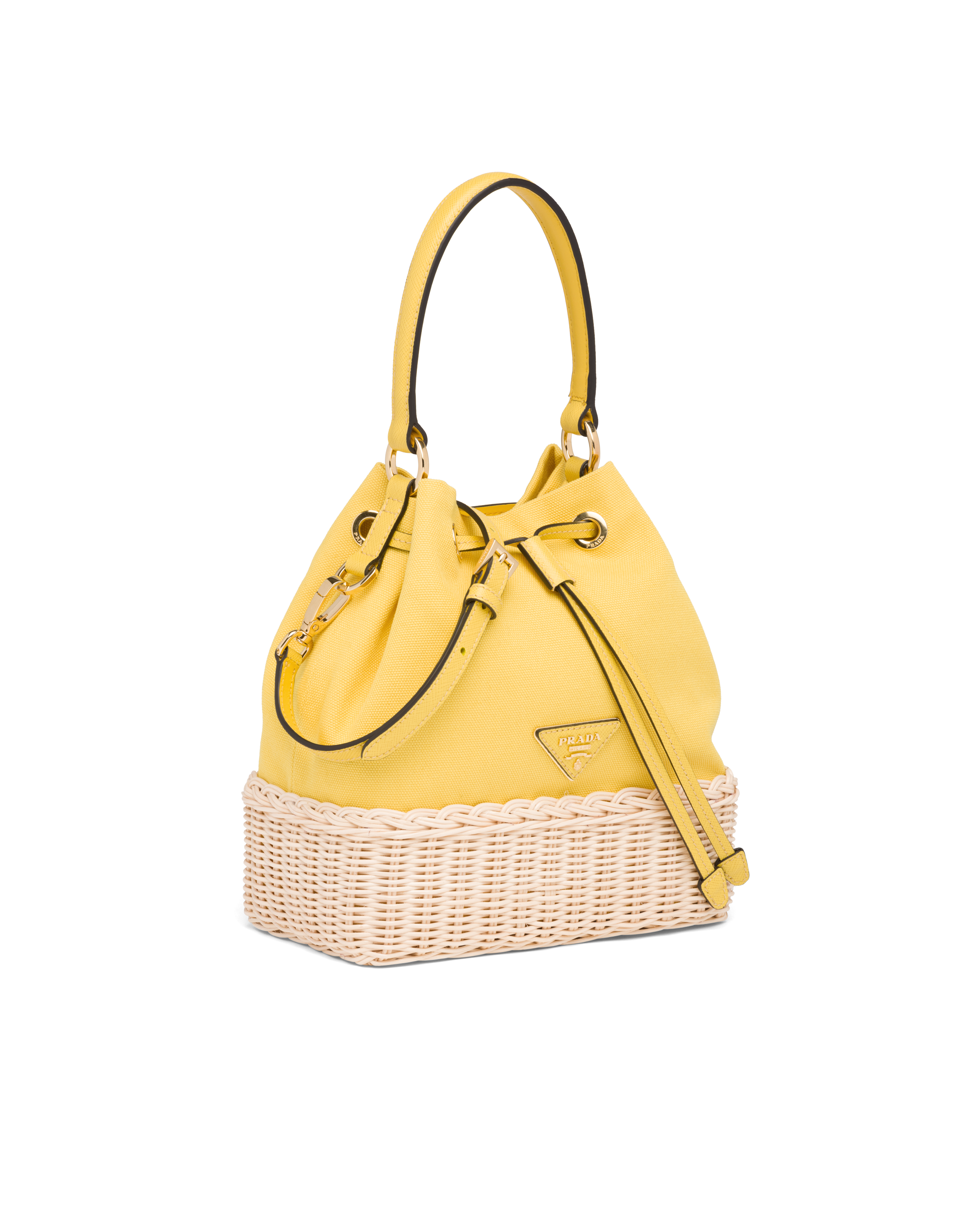 prada canvas bucket bag