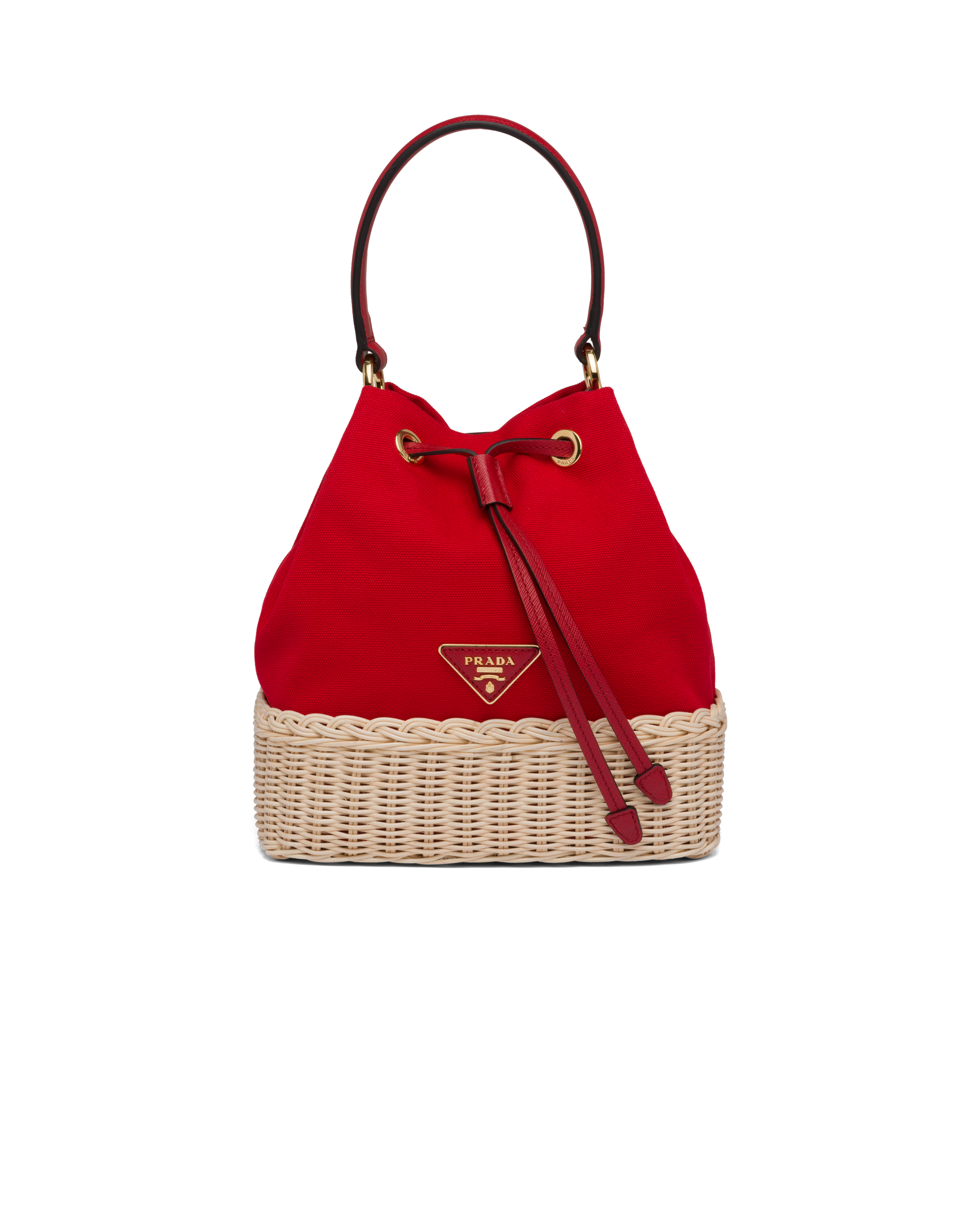 prada bucket bag red