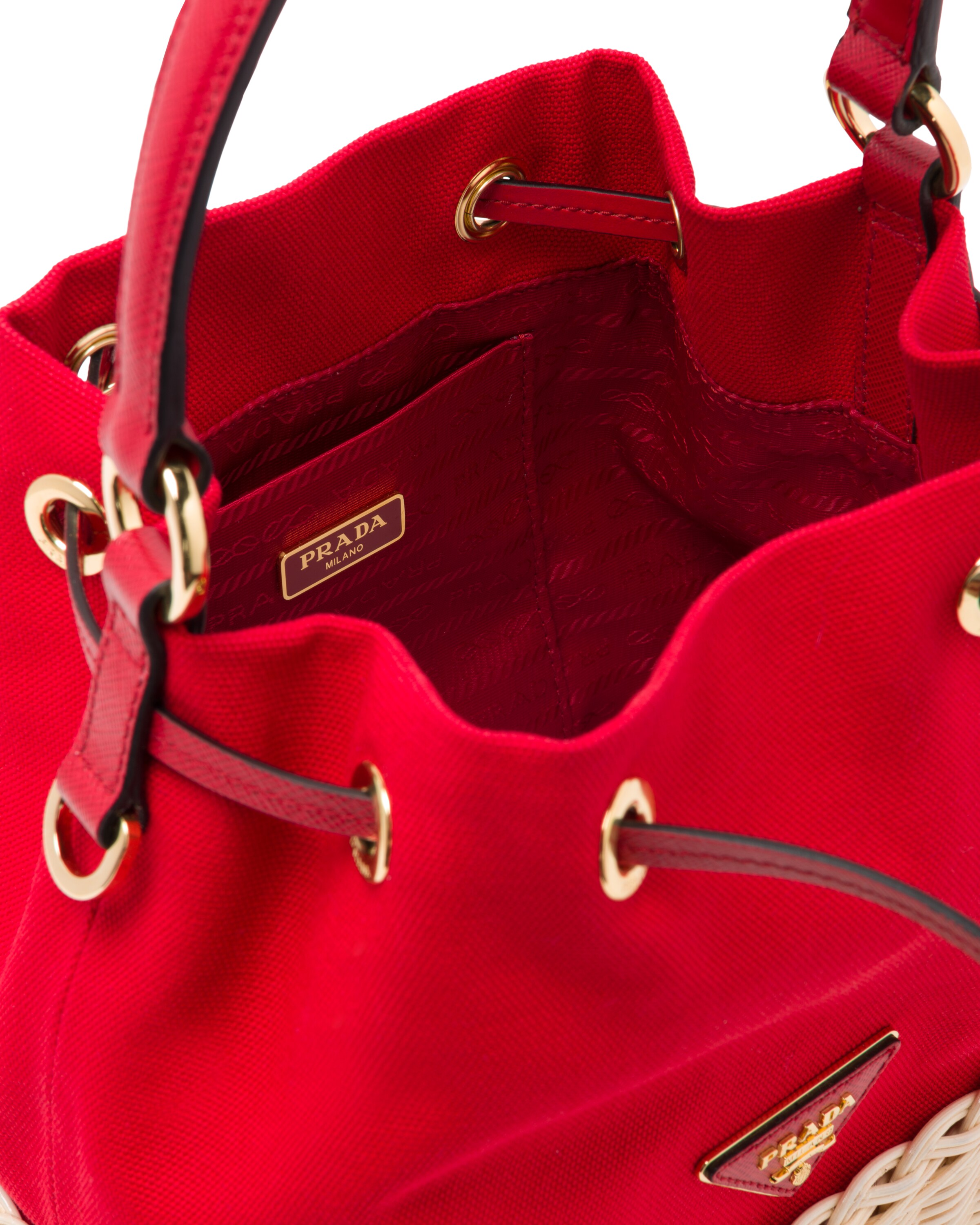 prada plage 柳条和帆布水桶包