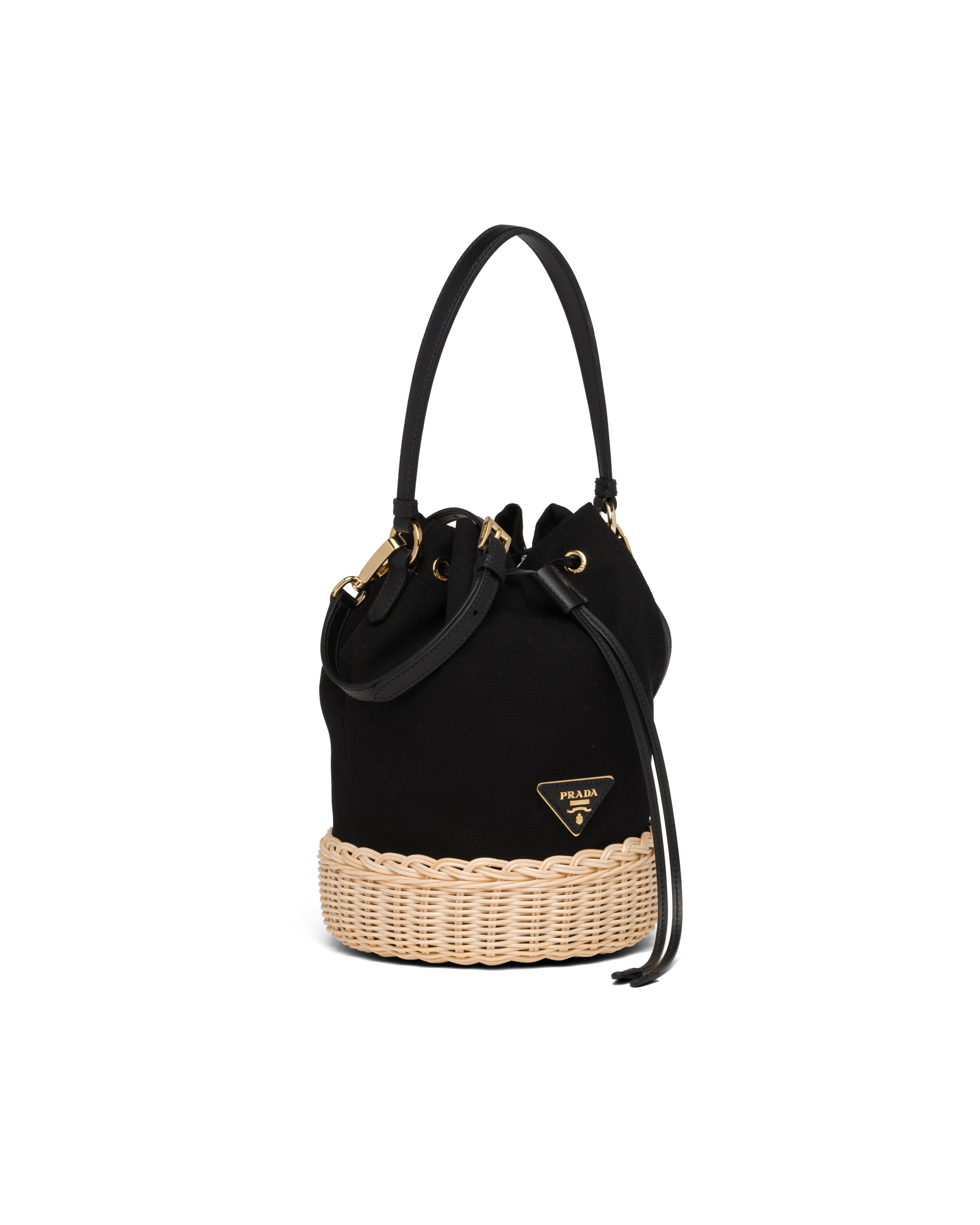 prada canvas bucket bag