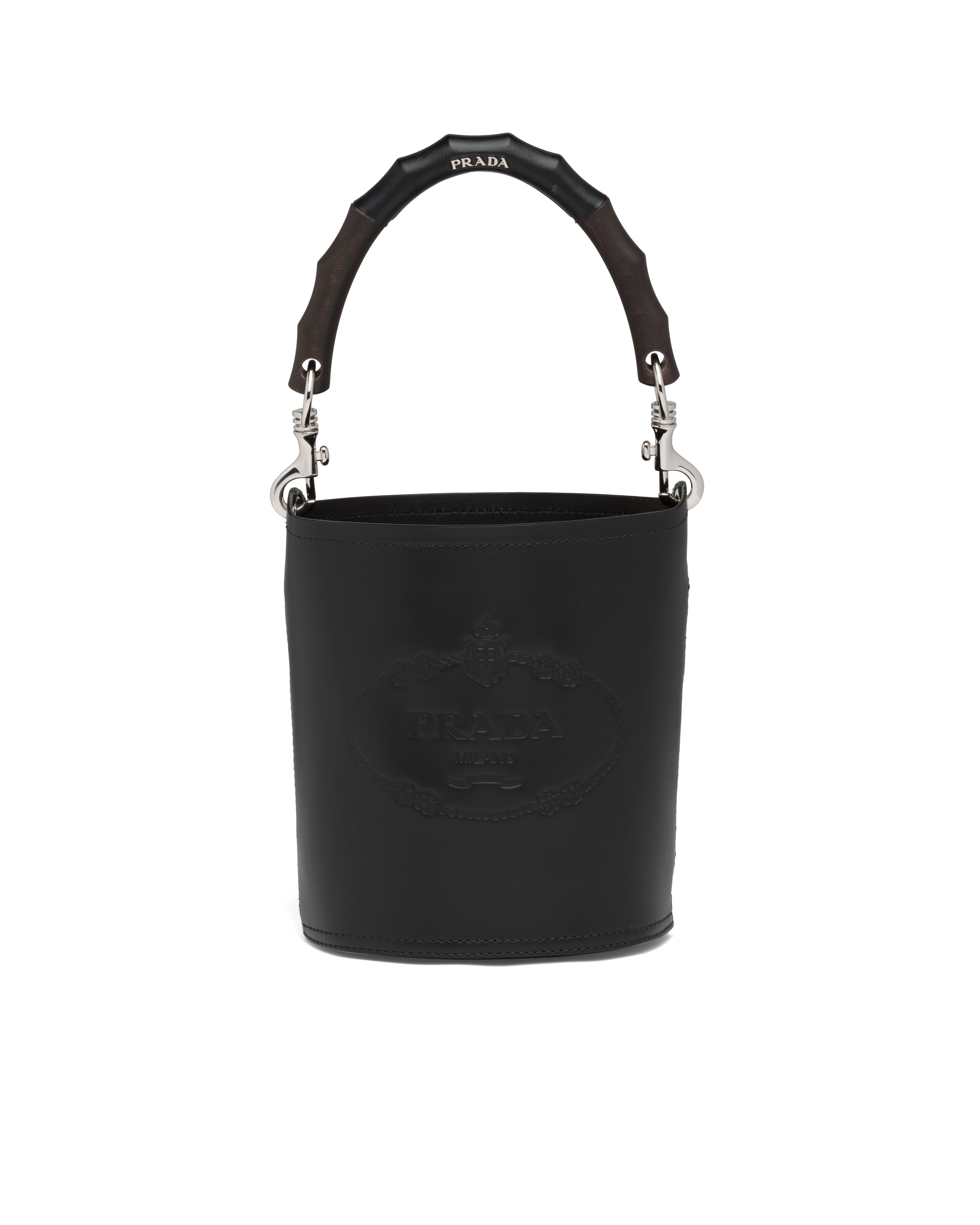 Secchiello Prada Tambour in pelle Nero