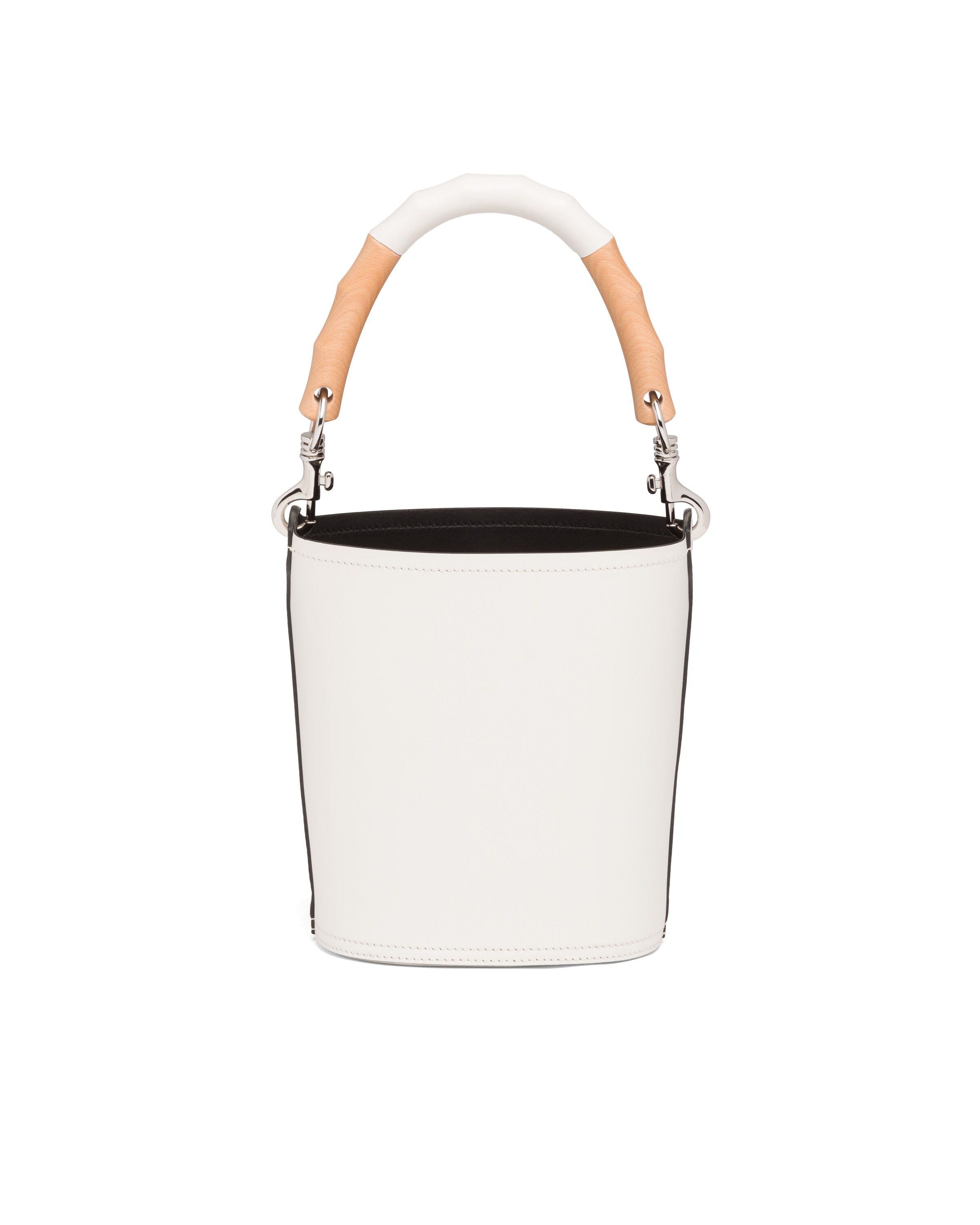 White/black Leather Prada Tambour Bucket Bag Prada