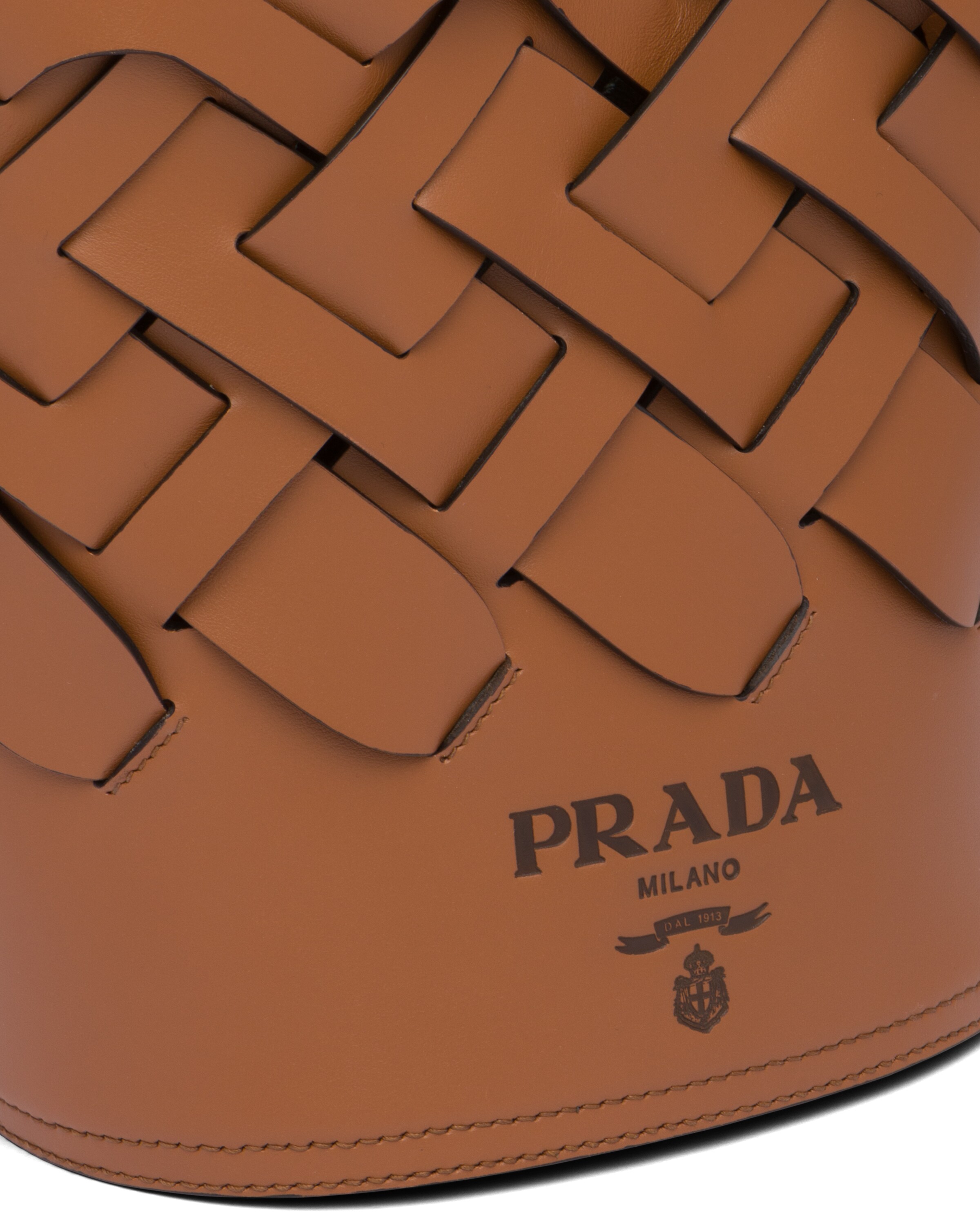 Cognac/black Leather Prada Tress Bucket Bag Prada