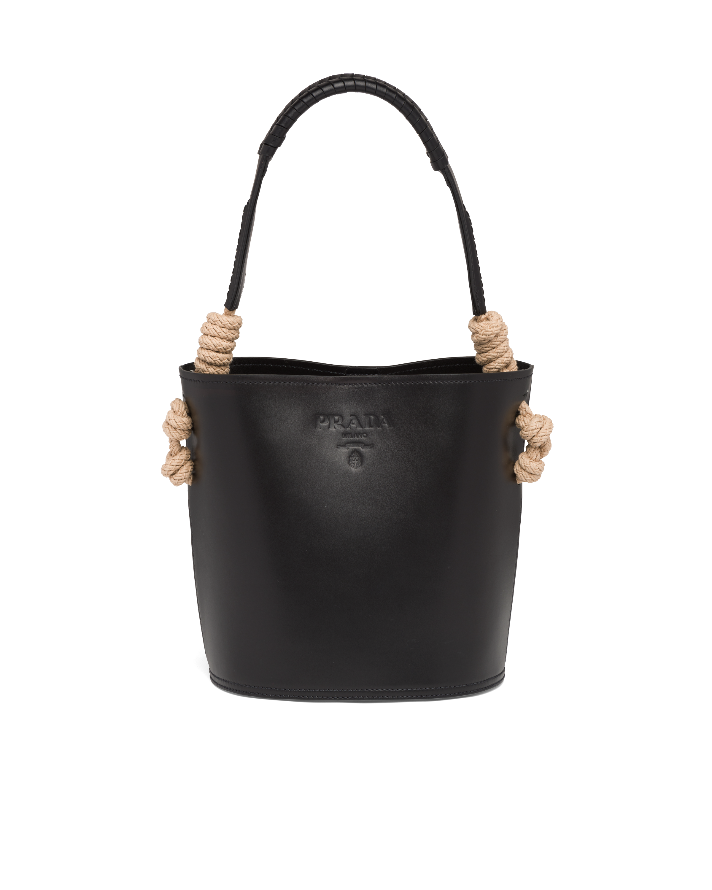 prada bucket bag leather