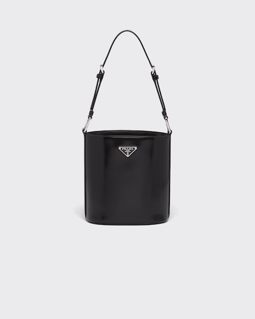 Black Mini brushed-leather bucket bag