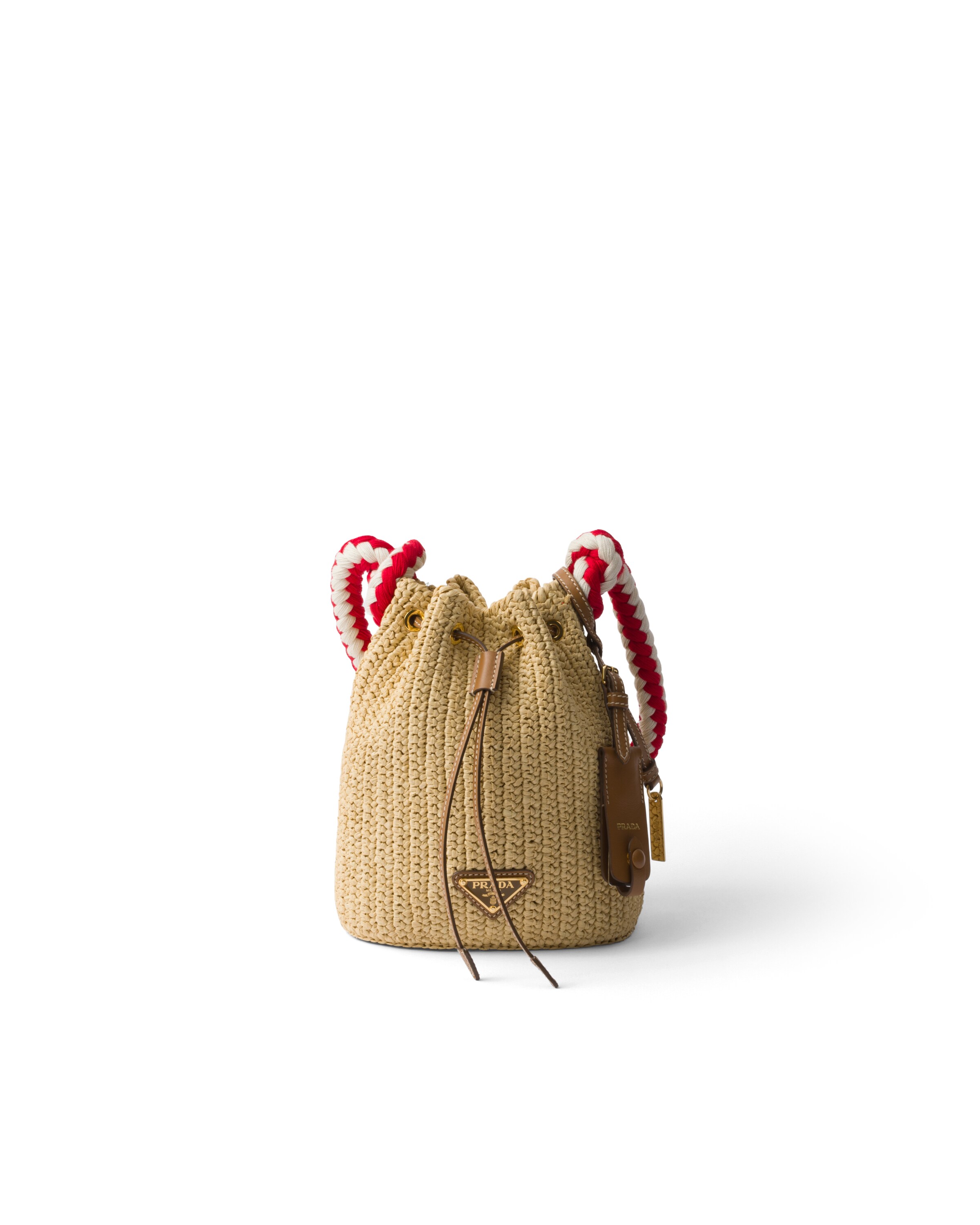 Prada Mini Borsa A Secchiello In Crochet, Donna, Naturale