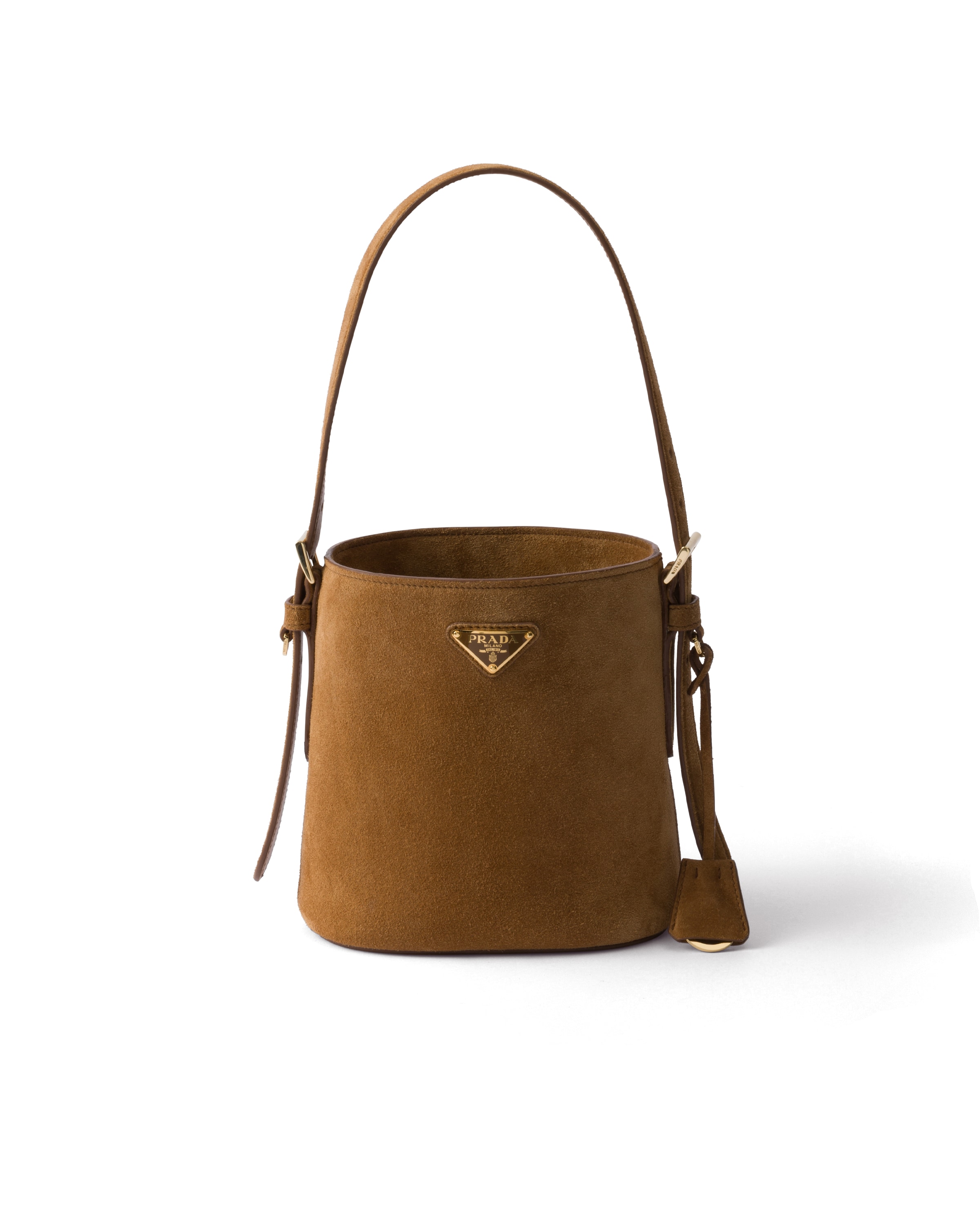 Prada Mini Secchiello In Pelle Scamosciata, Donna, Cannella