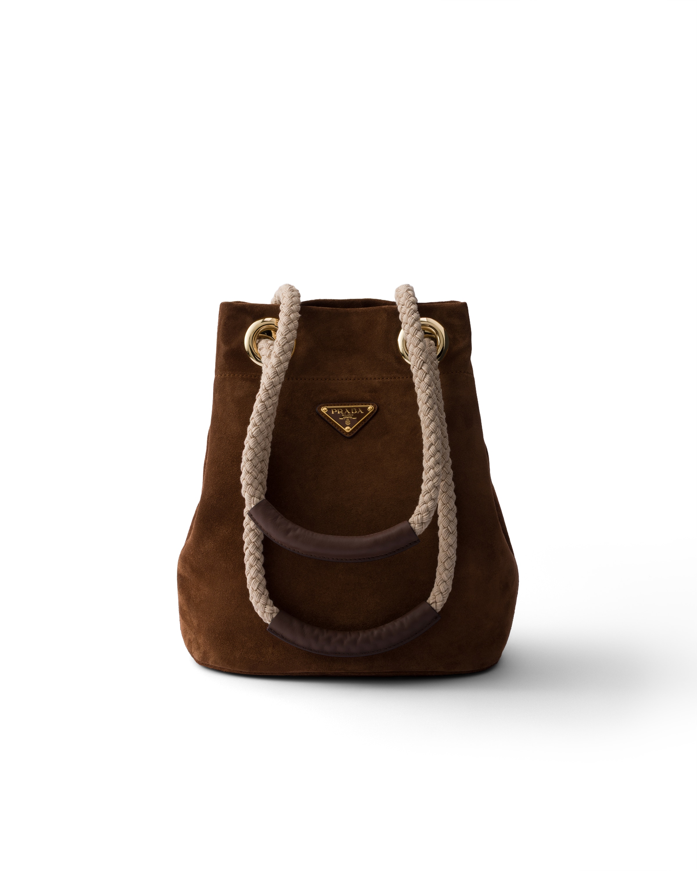 Secchiello Prada Mariner Small In Pelle Scamosciata, Donna, Cacao