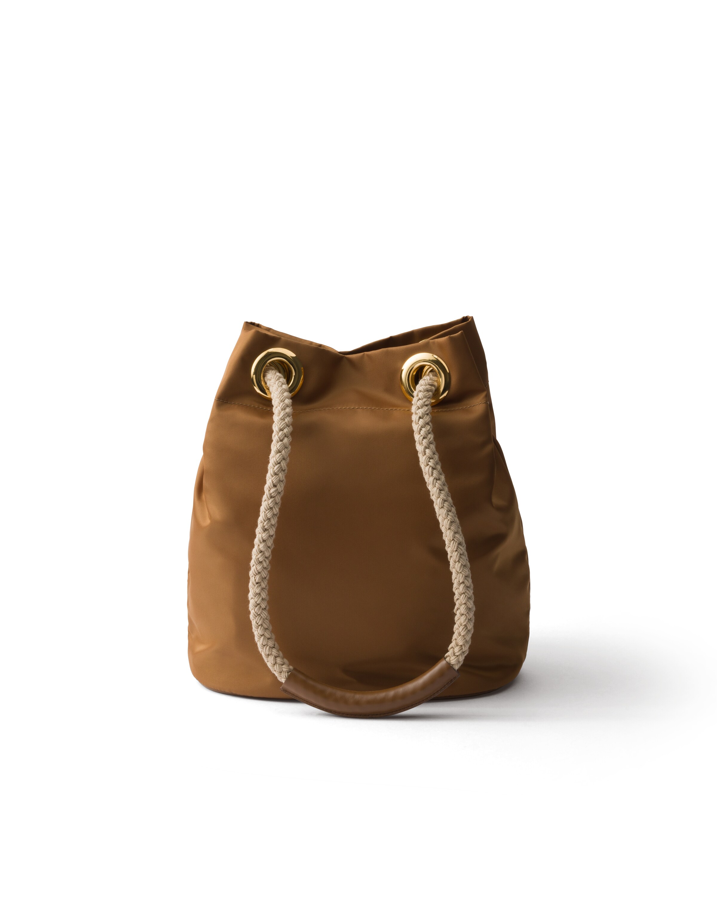Prada Re-nylon Mariner Bucket Bag With Braided Handles In Brandy