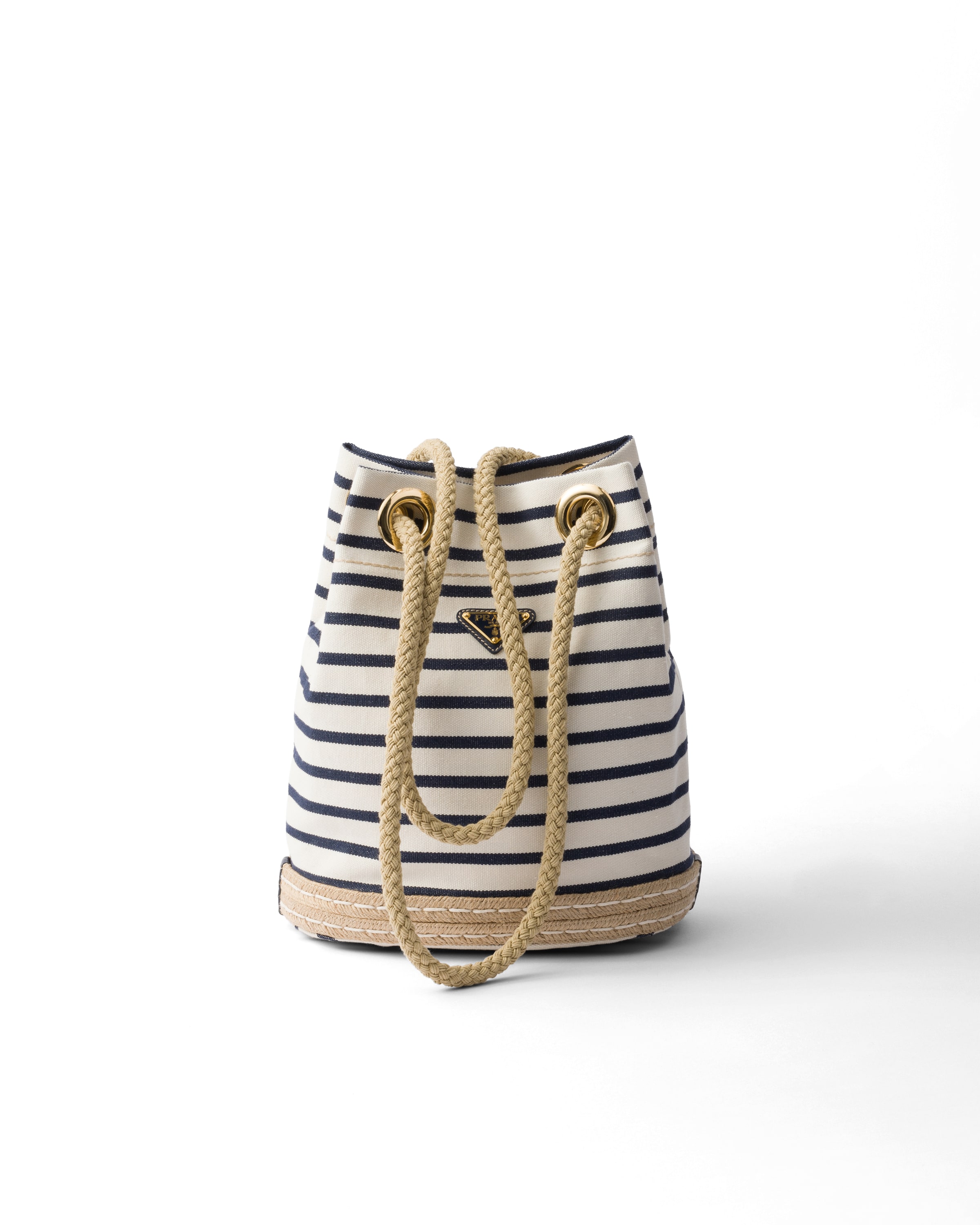 Secchiello Prada Mariner Small In Tessuto A Righe, Donna, Avorio/blu