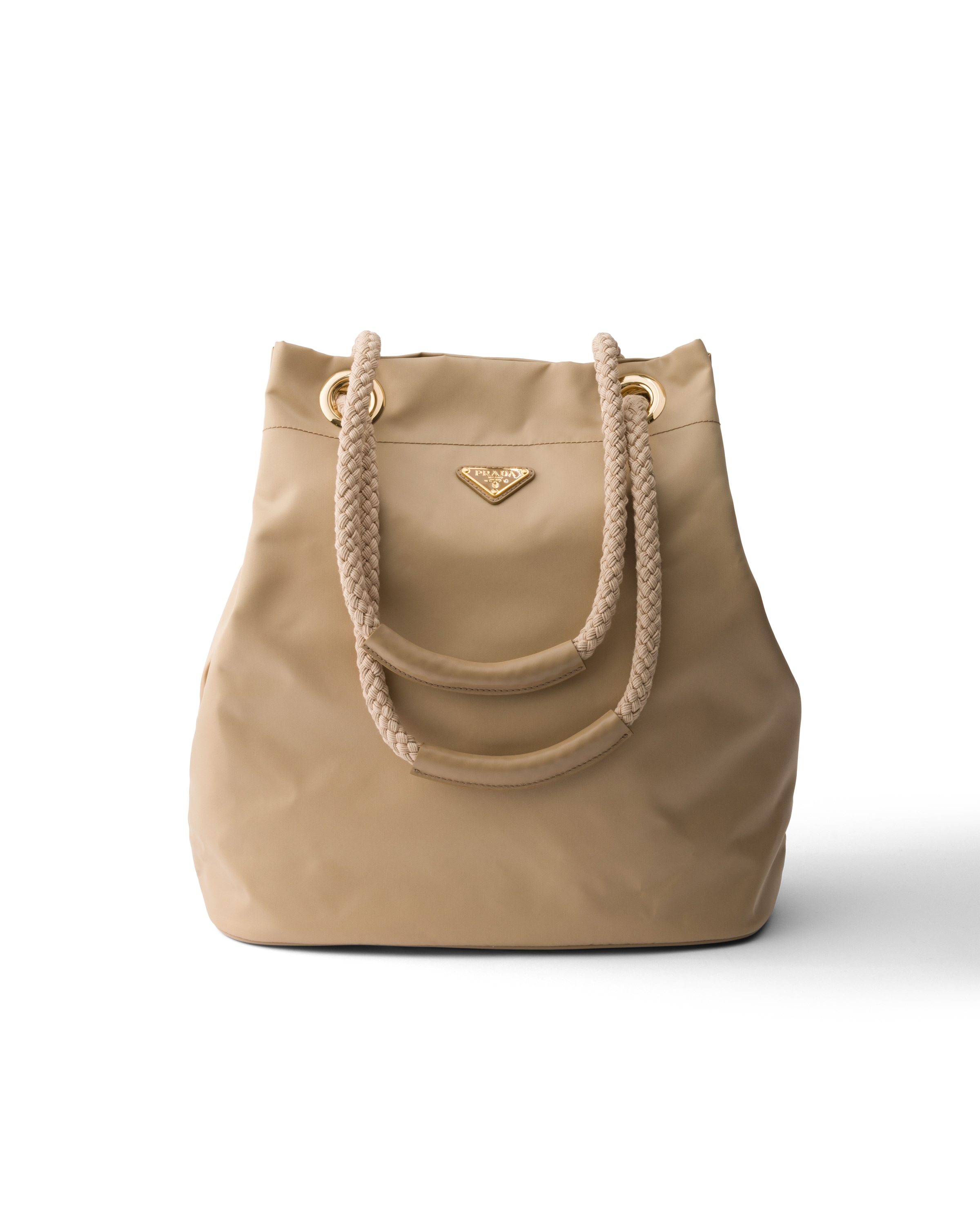 Prada Mariner Large Re-nylon Bucket Bag, Woman, Camel Brown