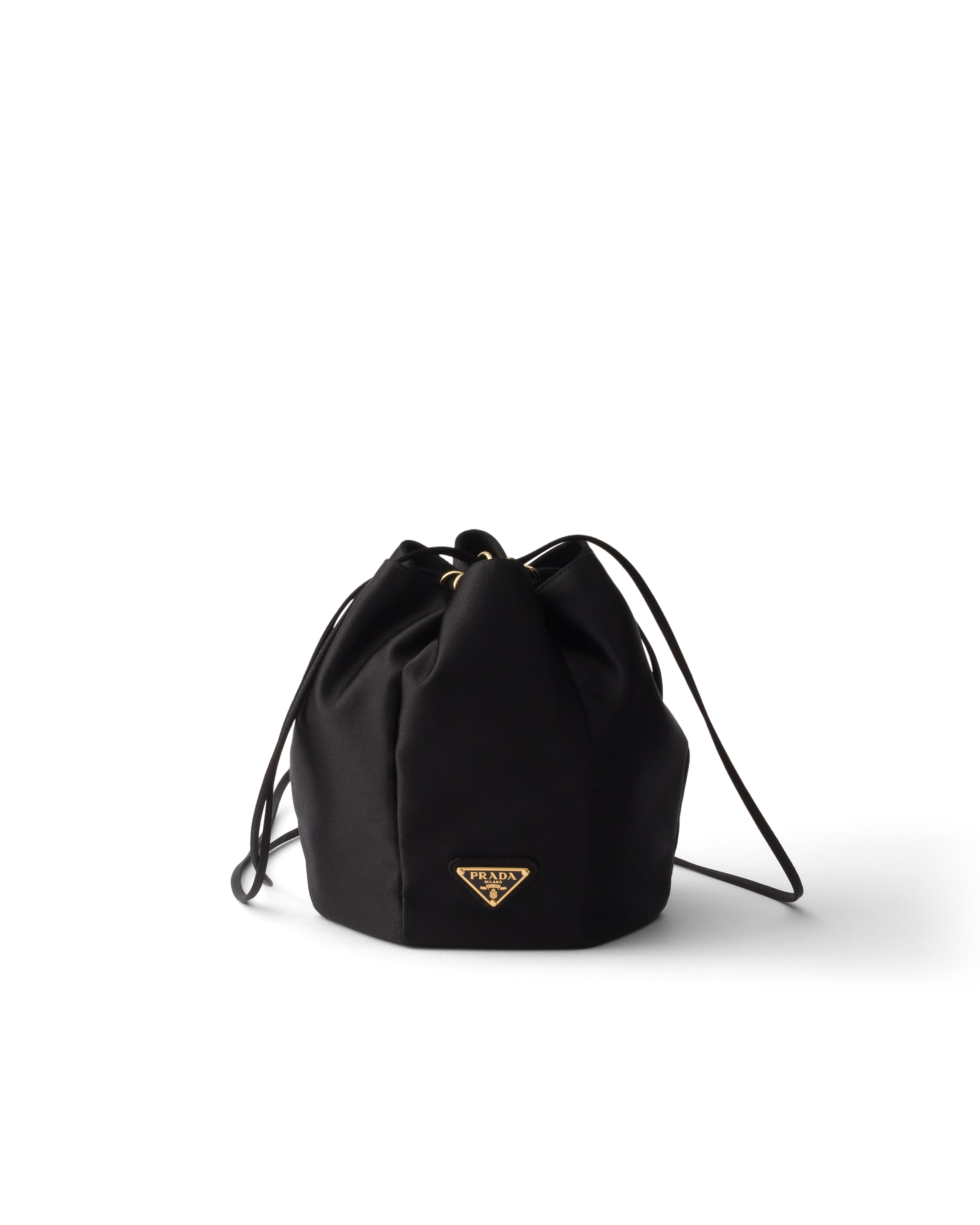 Prada Satin Mini Bucket Bag, Woman, Black