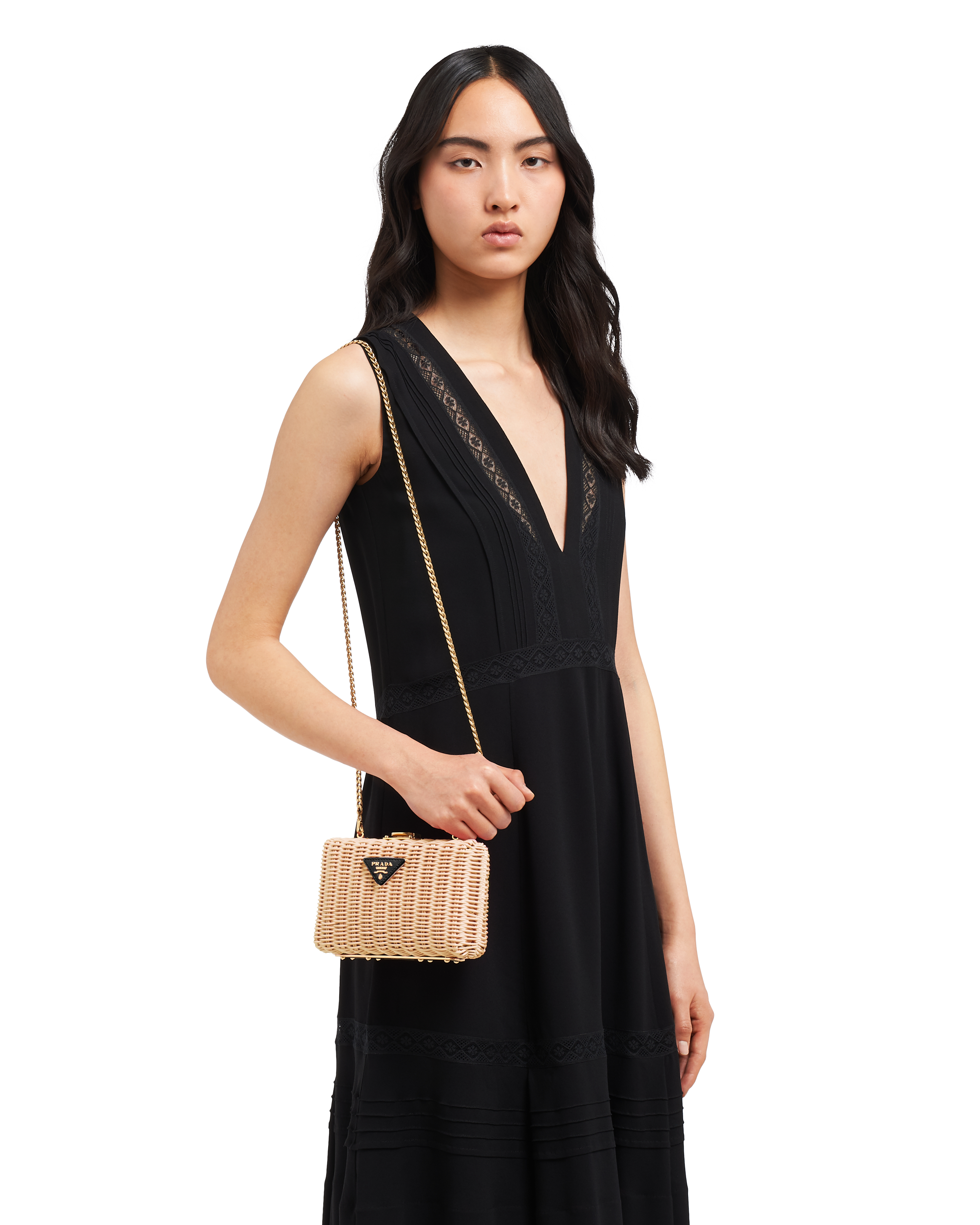 prada woven rattan clutch