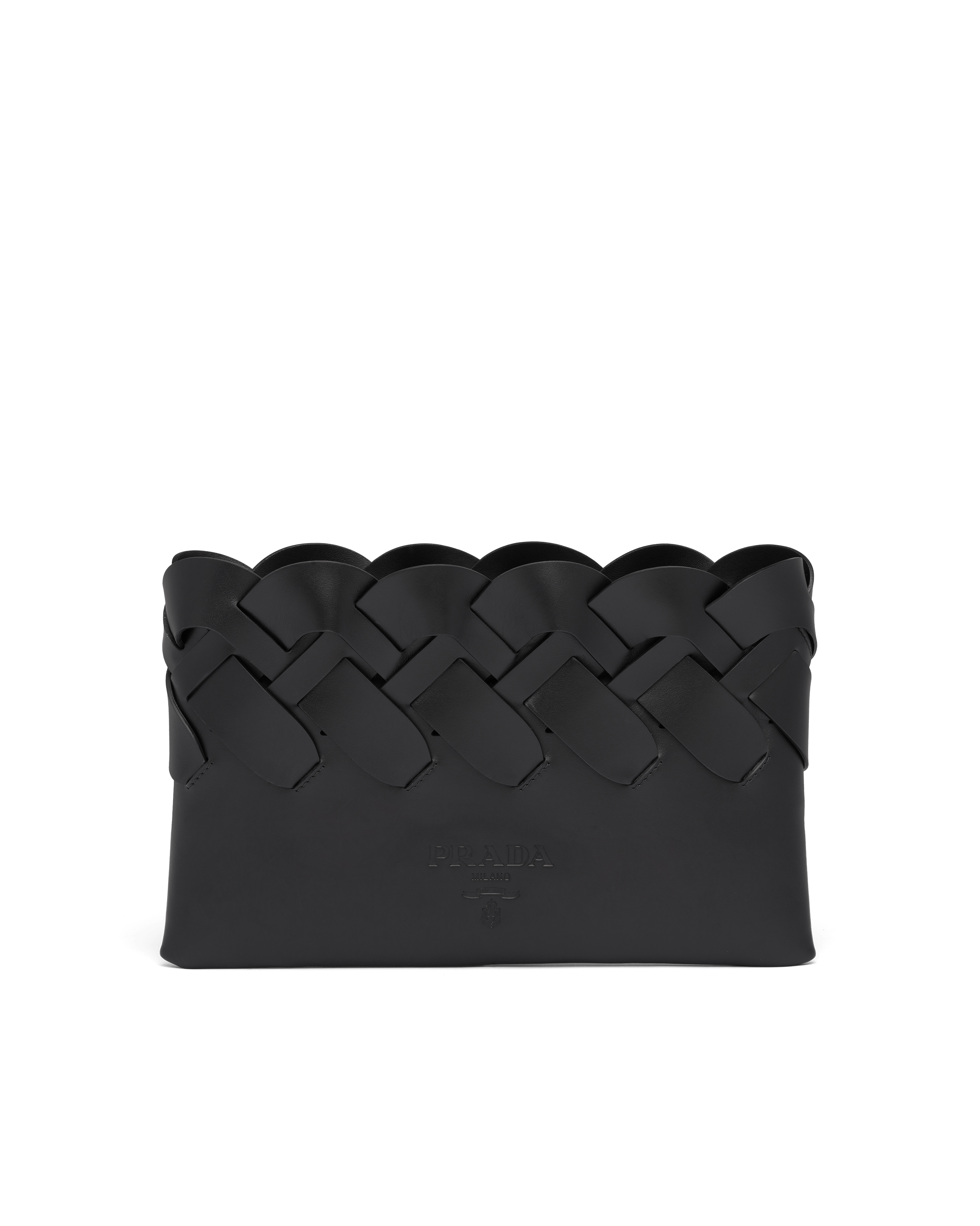 prada woven clutch