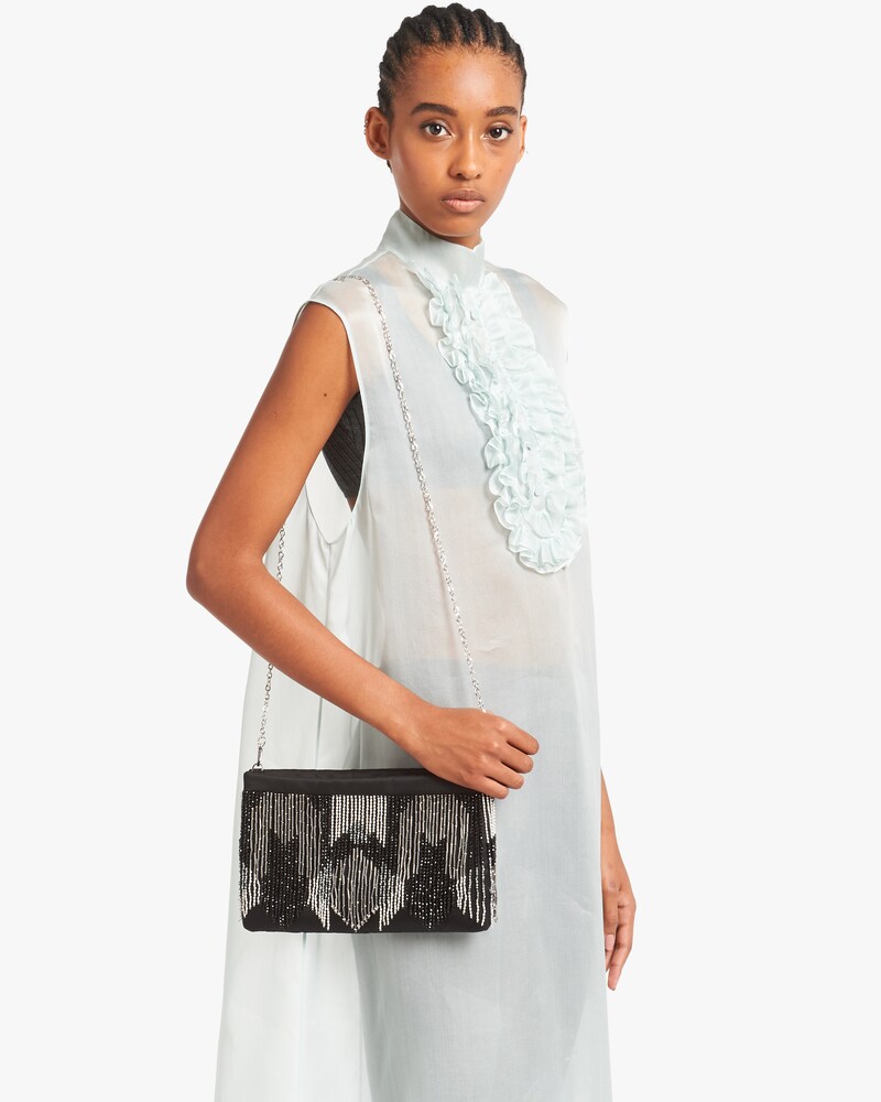 prada silver clutch