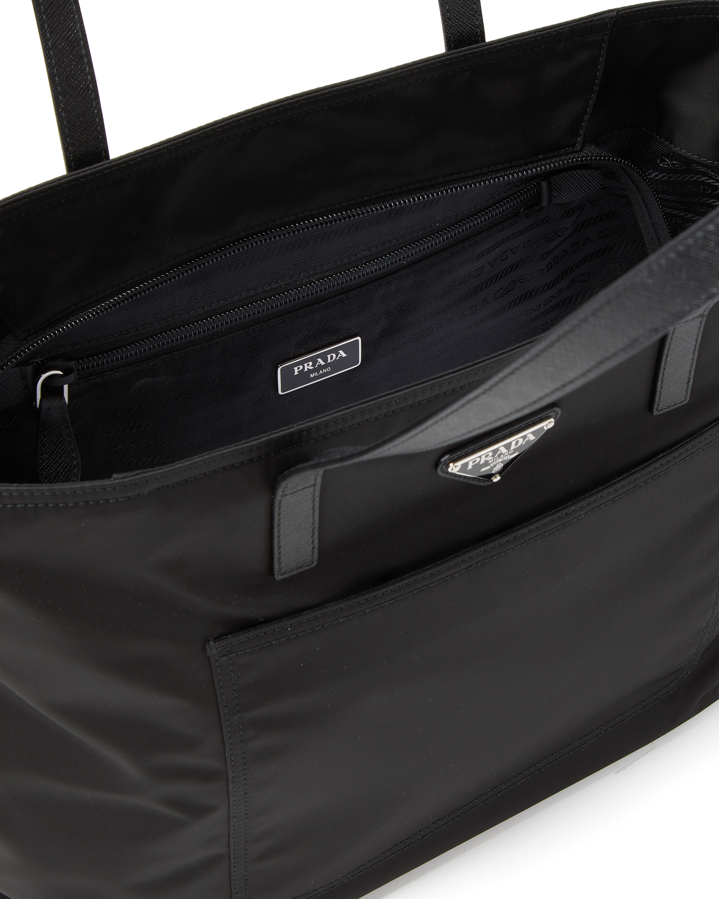 Black Re nylon Tote Bag PRADA