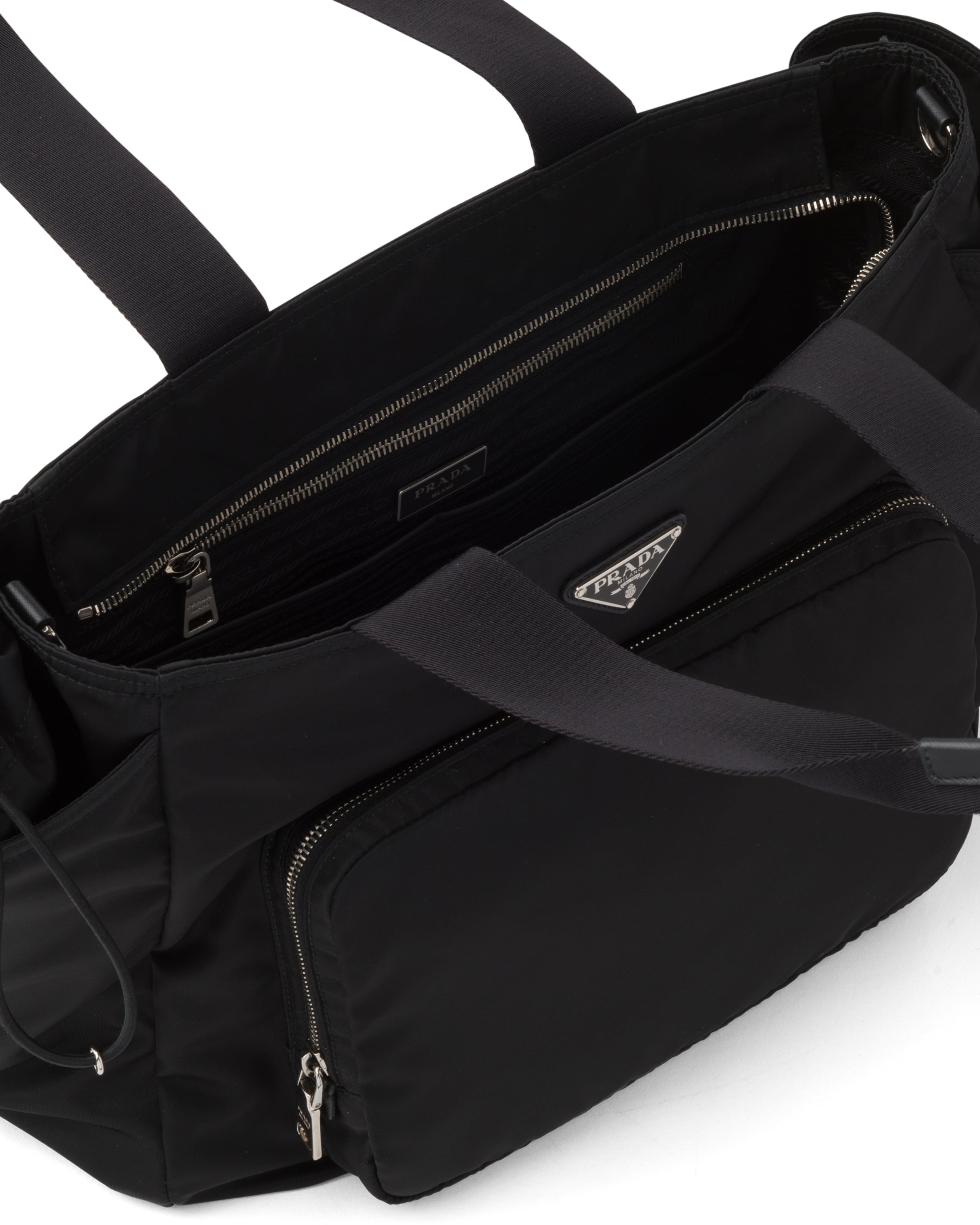 Prada Versatile Tote Nylon Multiple Pockets In Black
