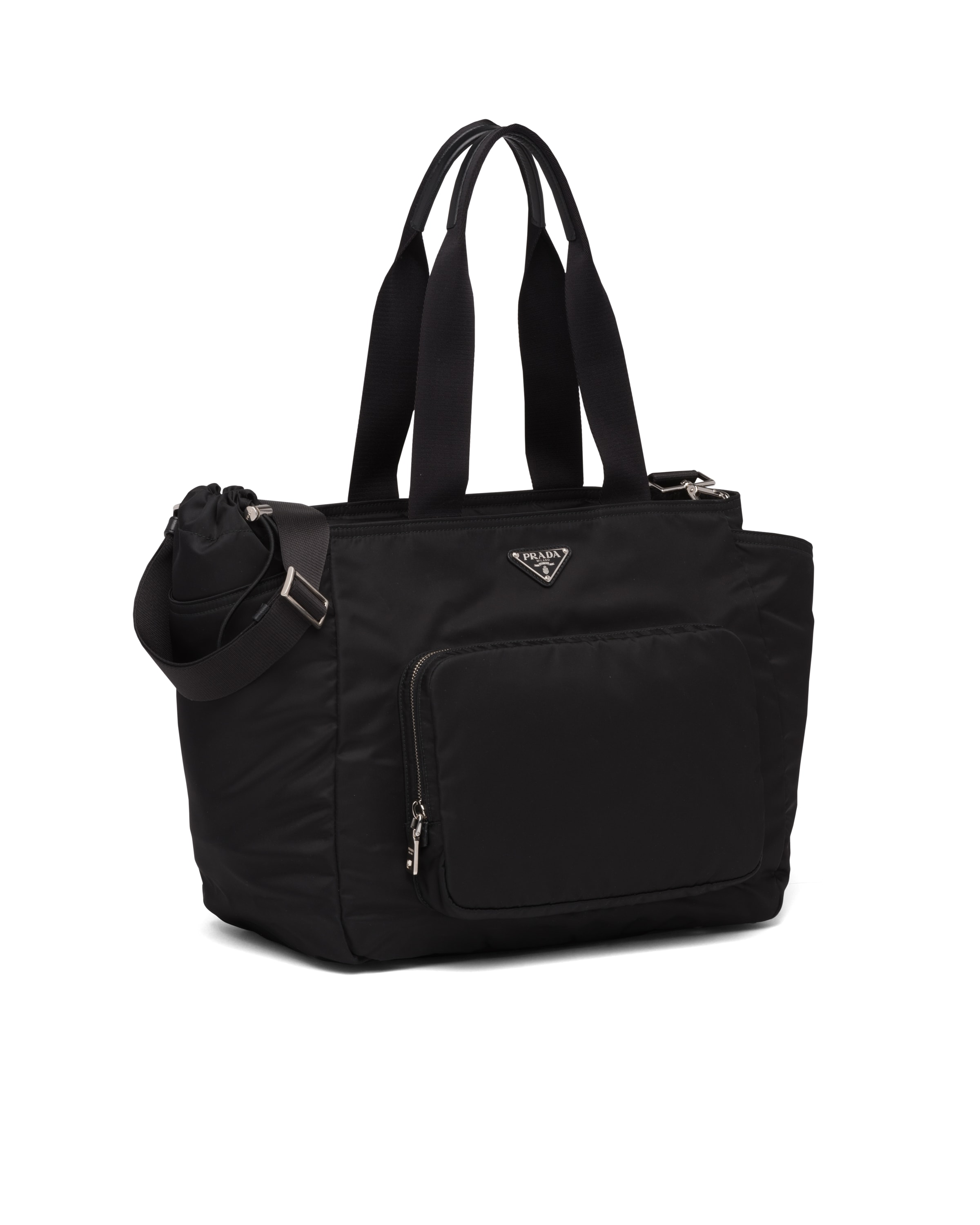 Prada Versatile Tote Nylon Multiple Pockets In Black