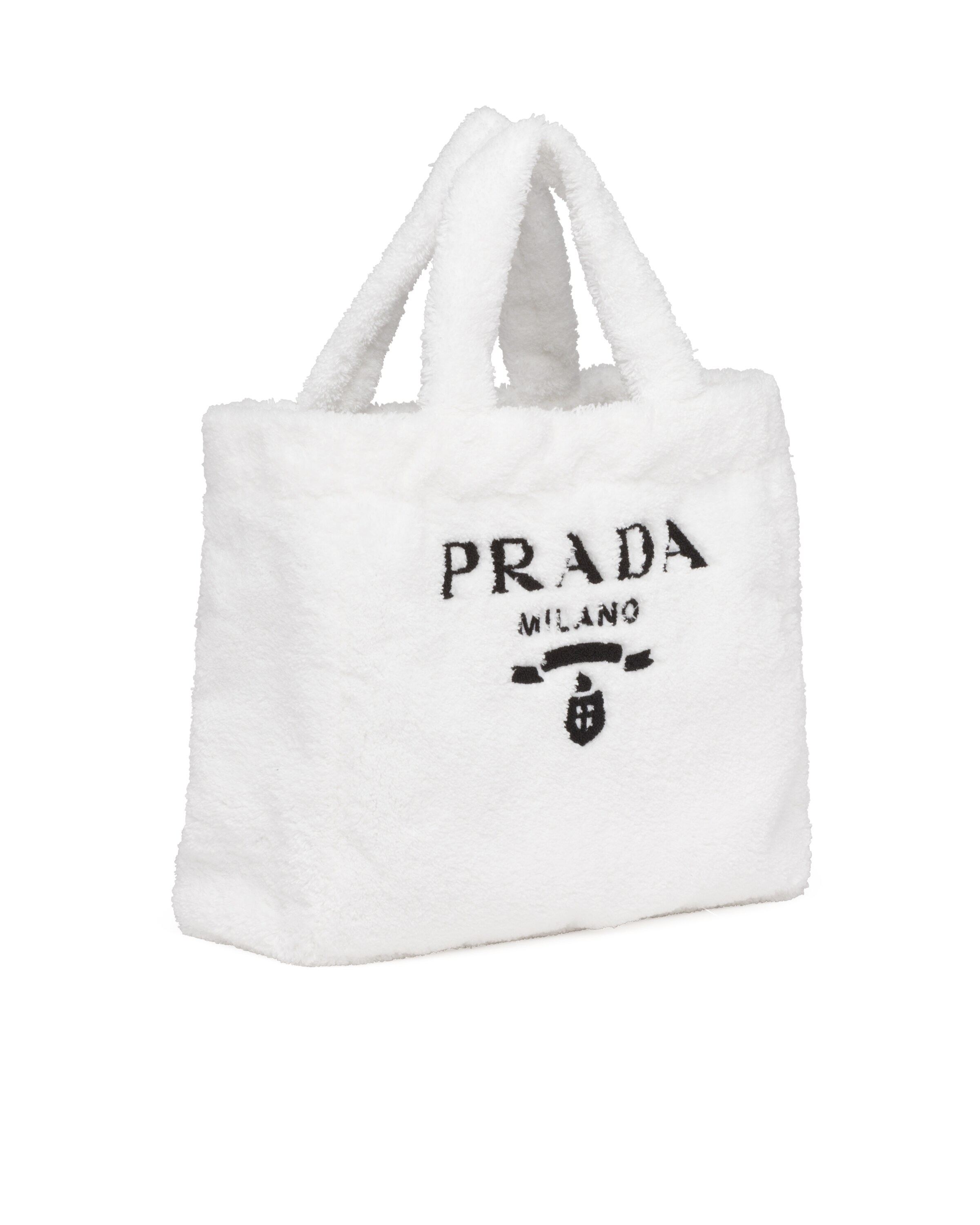 White/black Terry tote bag | Prada