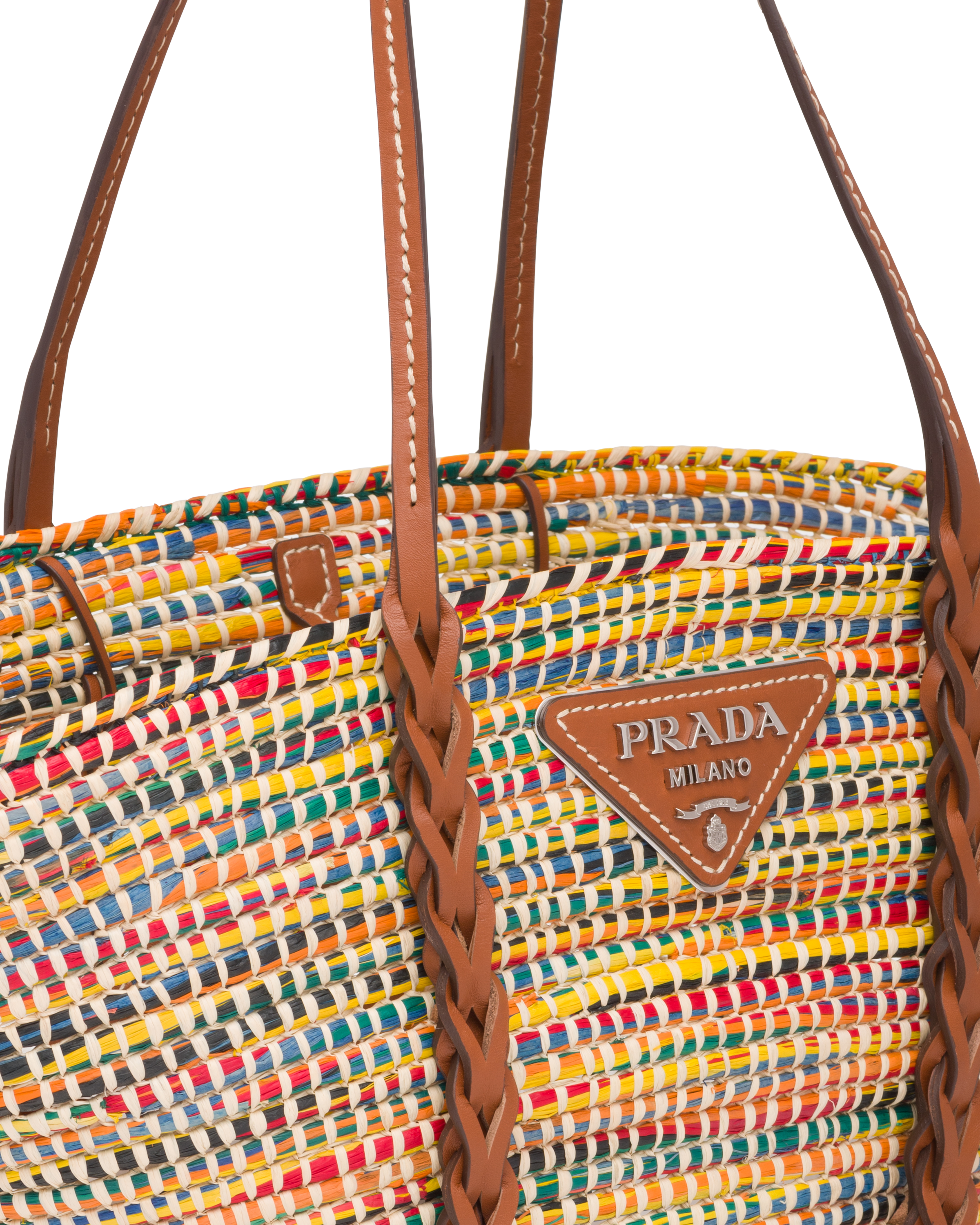 prada straw bucket bag