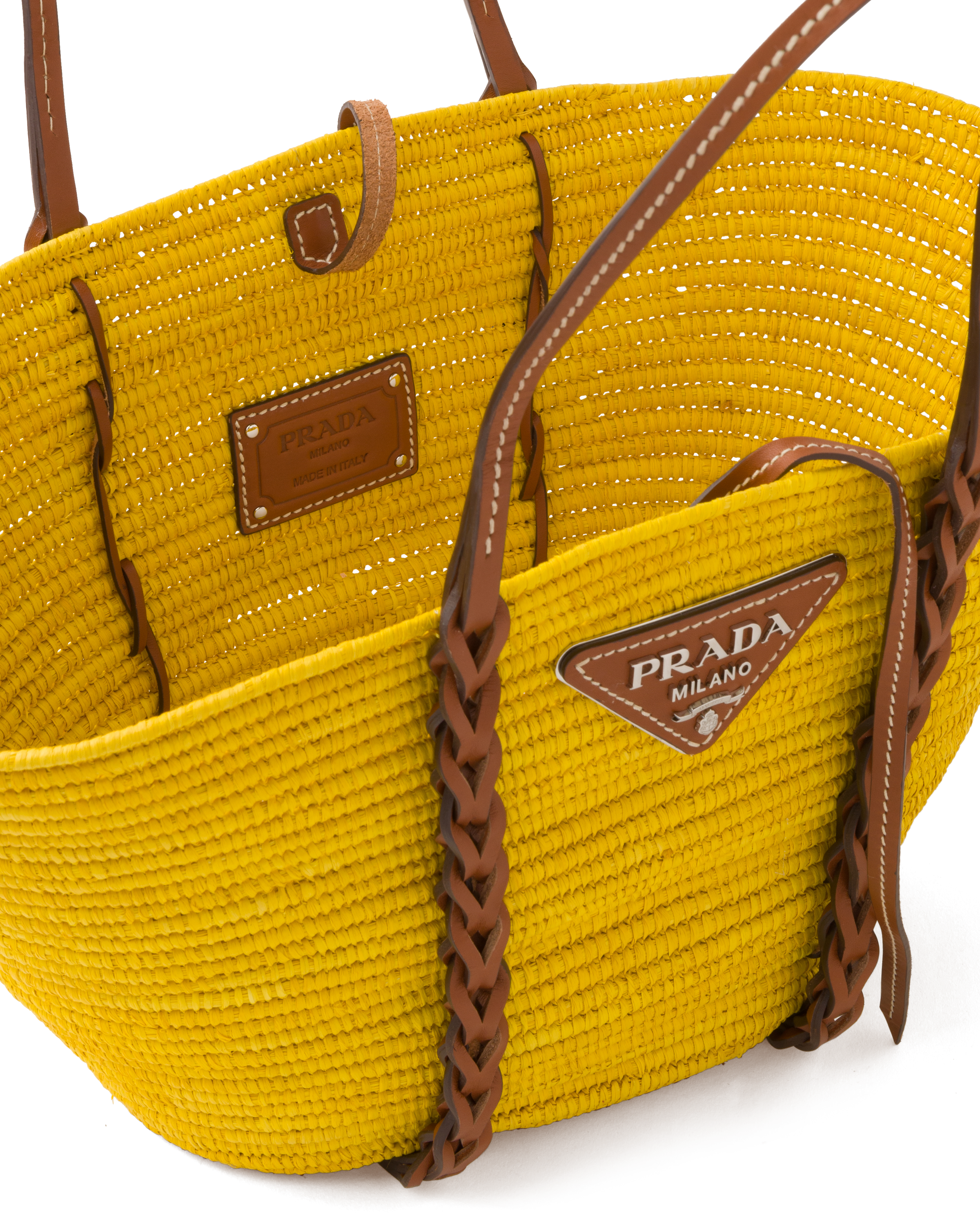 prada straw bucket bag