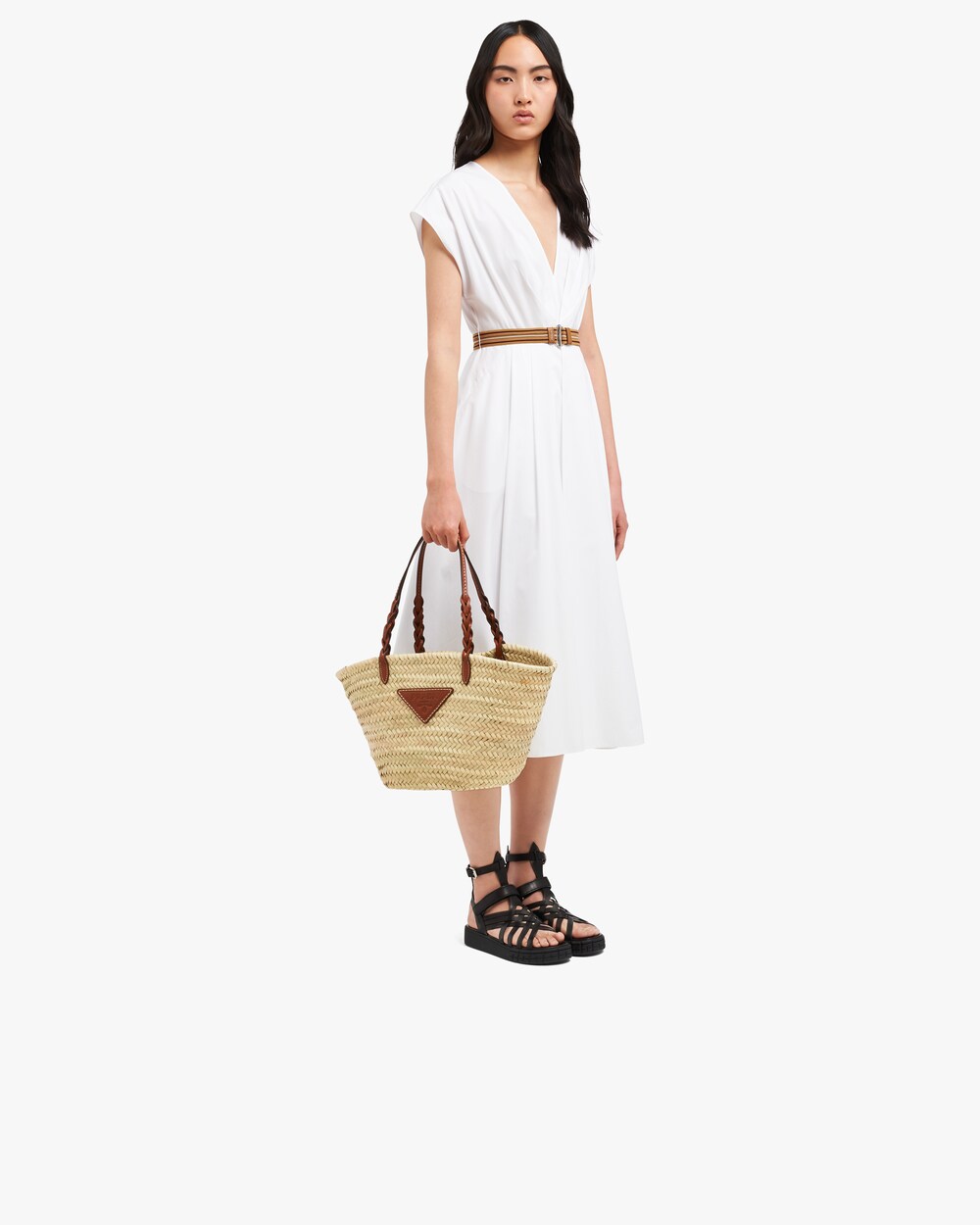 prada woven tote