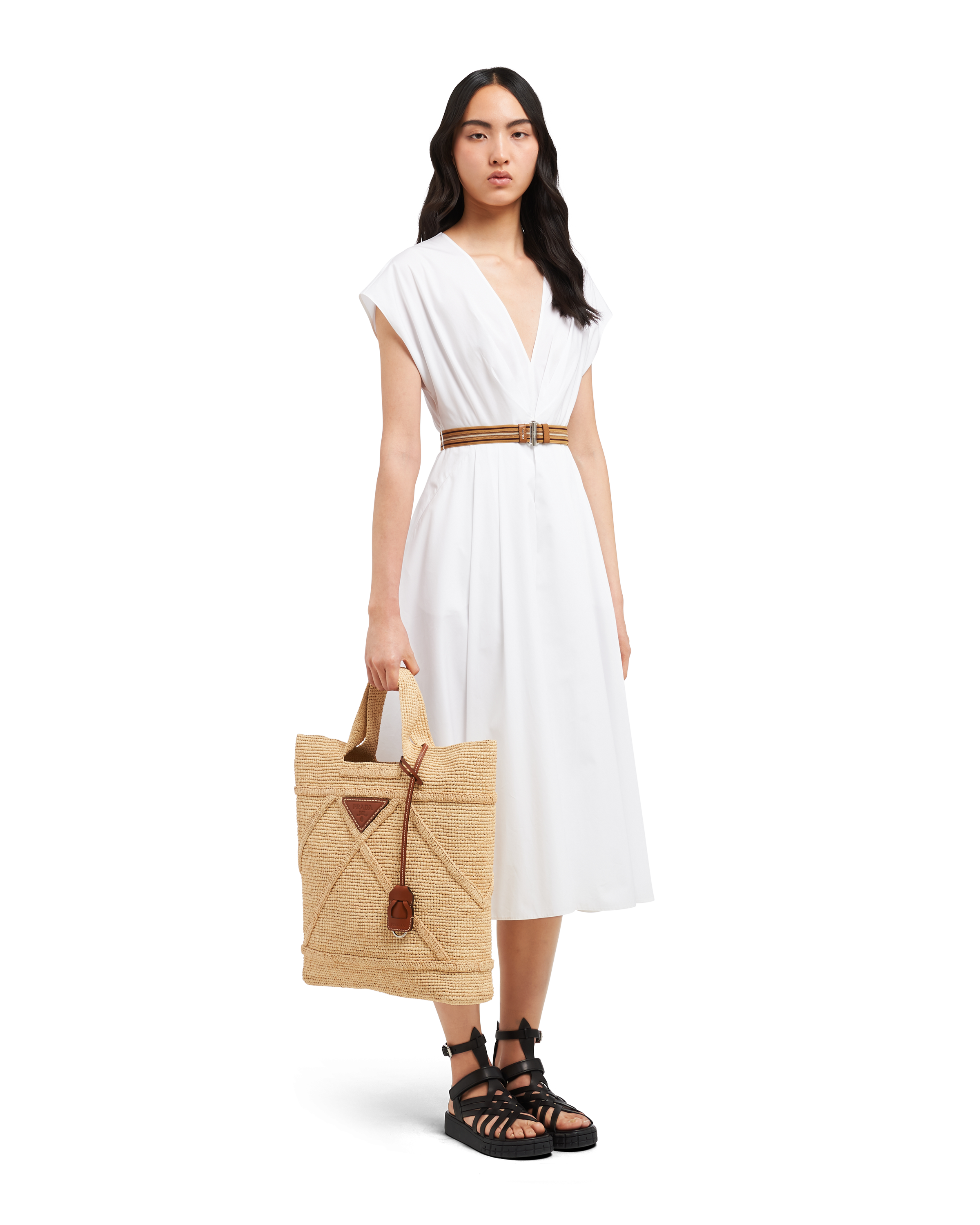 Raffia and leather bag