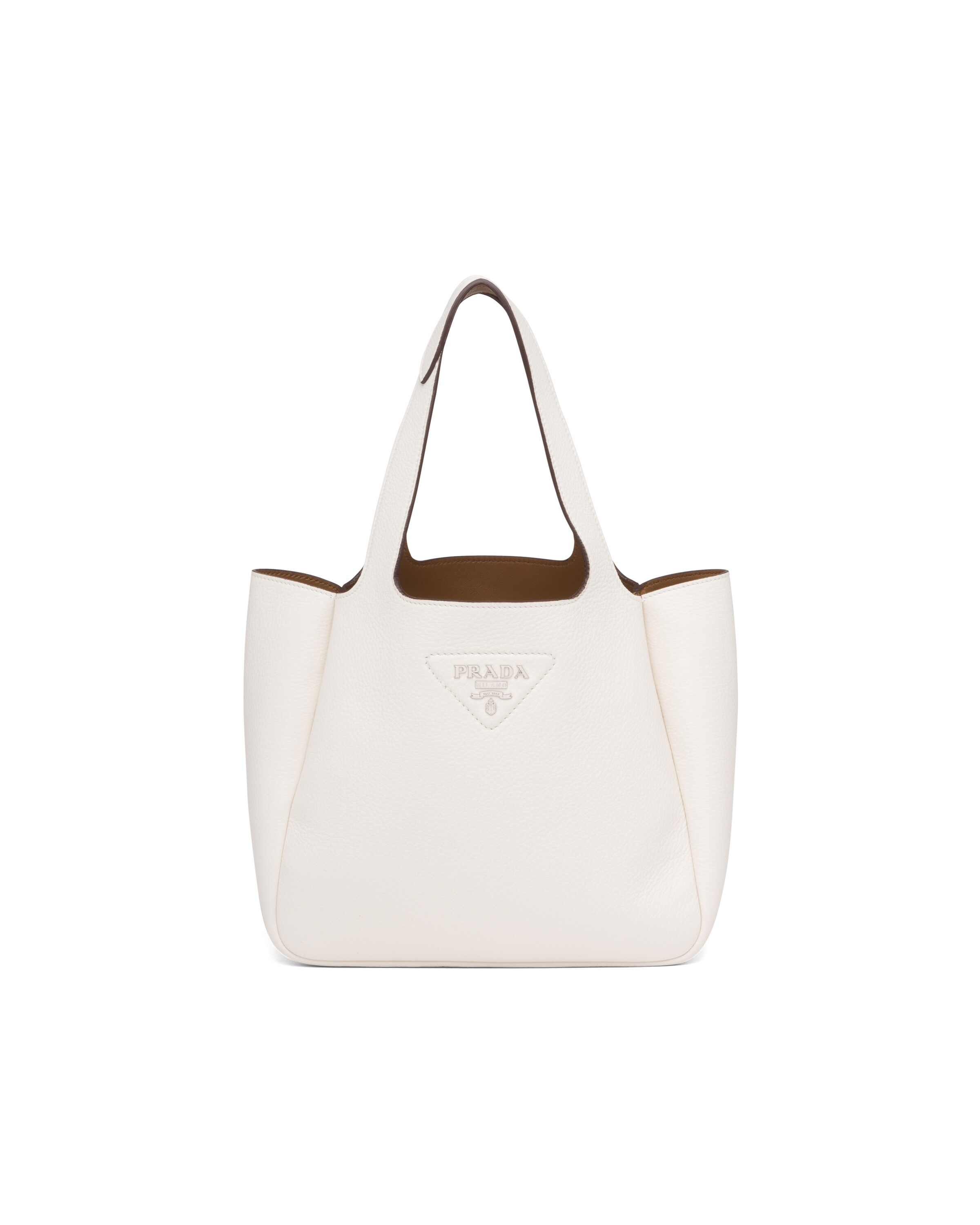 White/caramel Prada Dynamique leather handbag Prada
