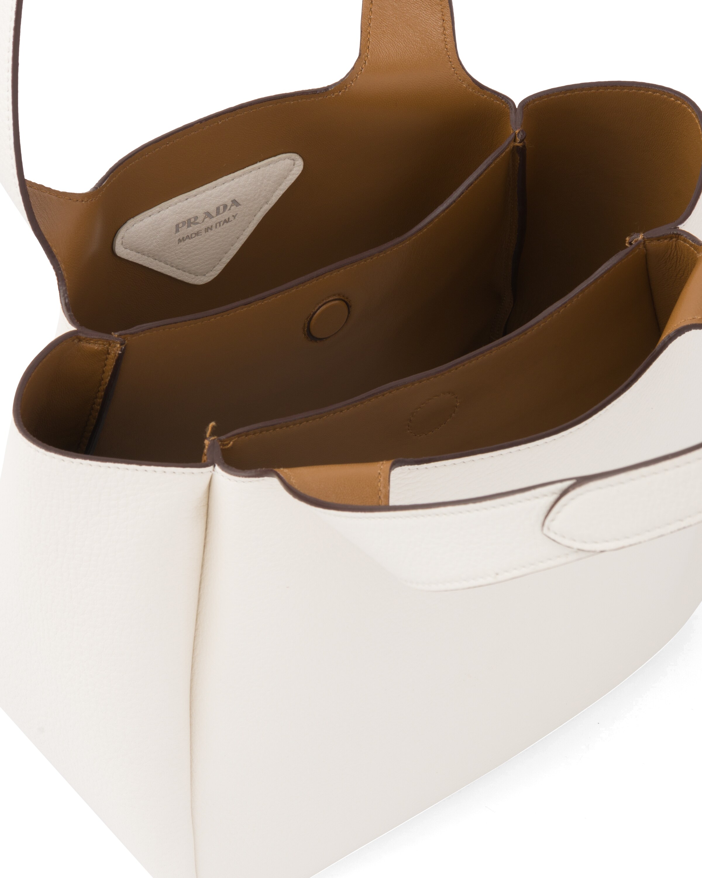 White/caramel Prada Dynamique leather handbag Prada