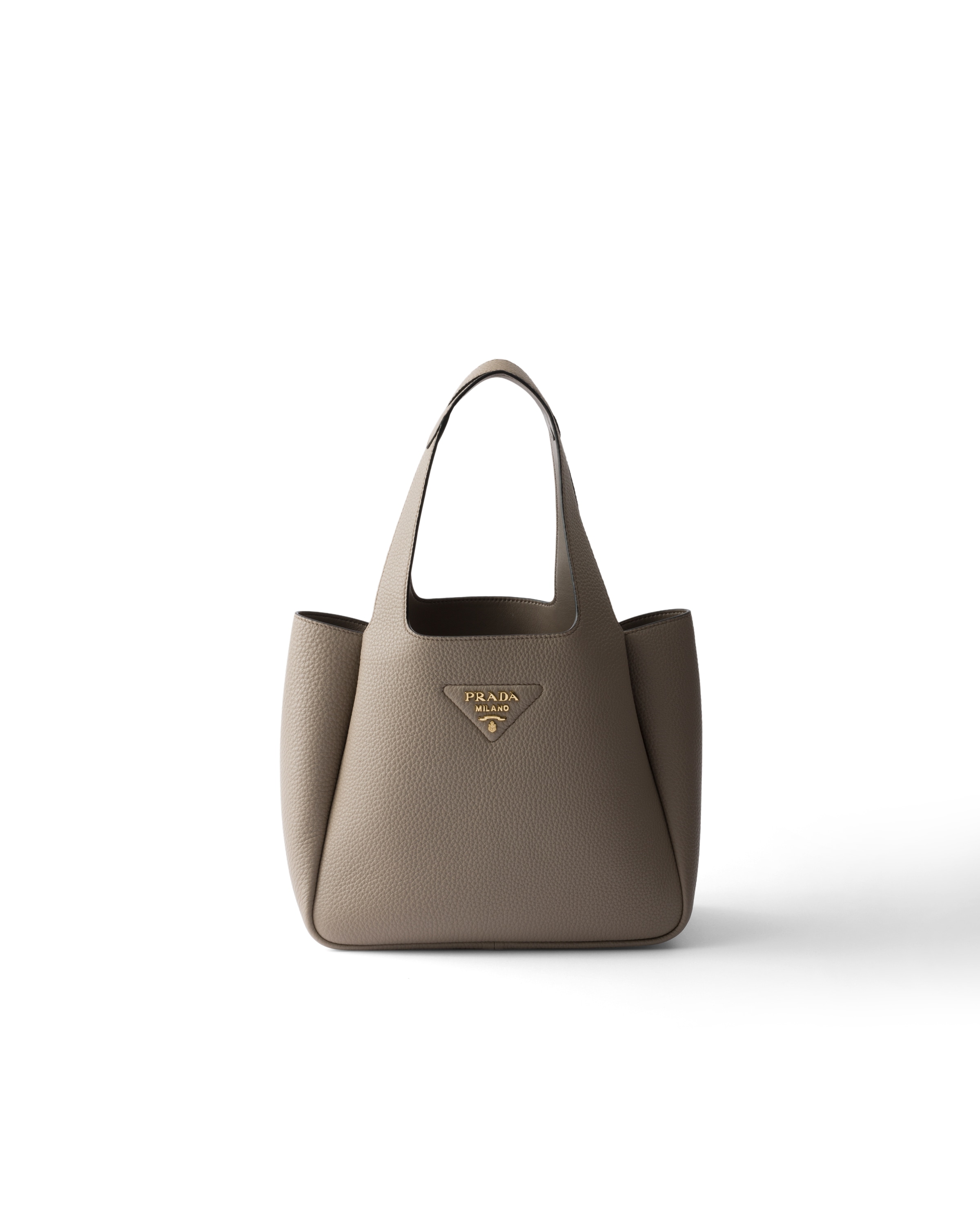 Prada Small Leather Tote Bag In Neutral