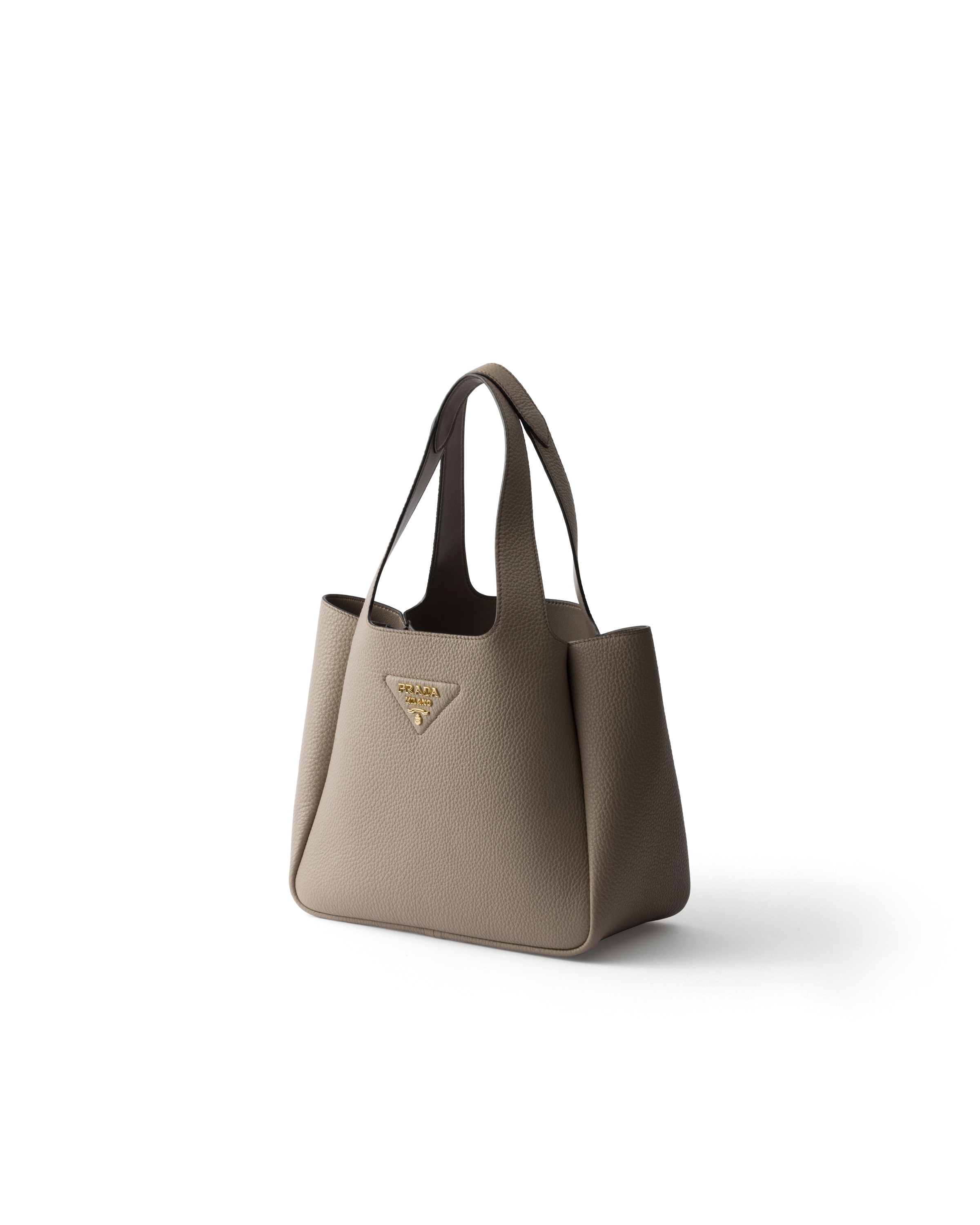 Prada Small Leather Tote Bag In Neutral