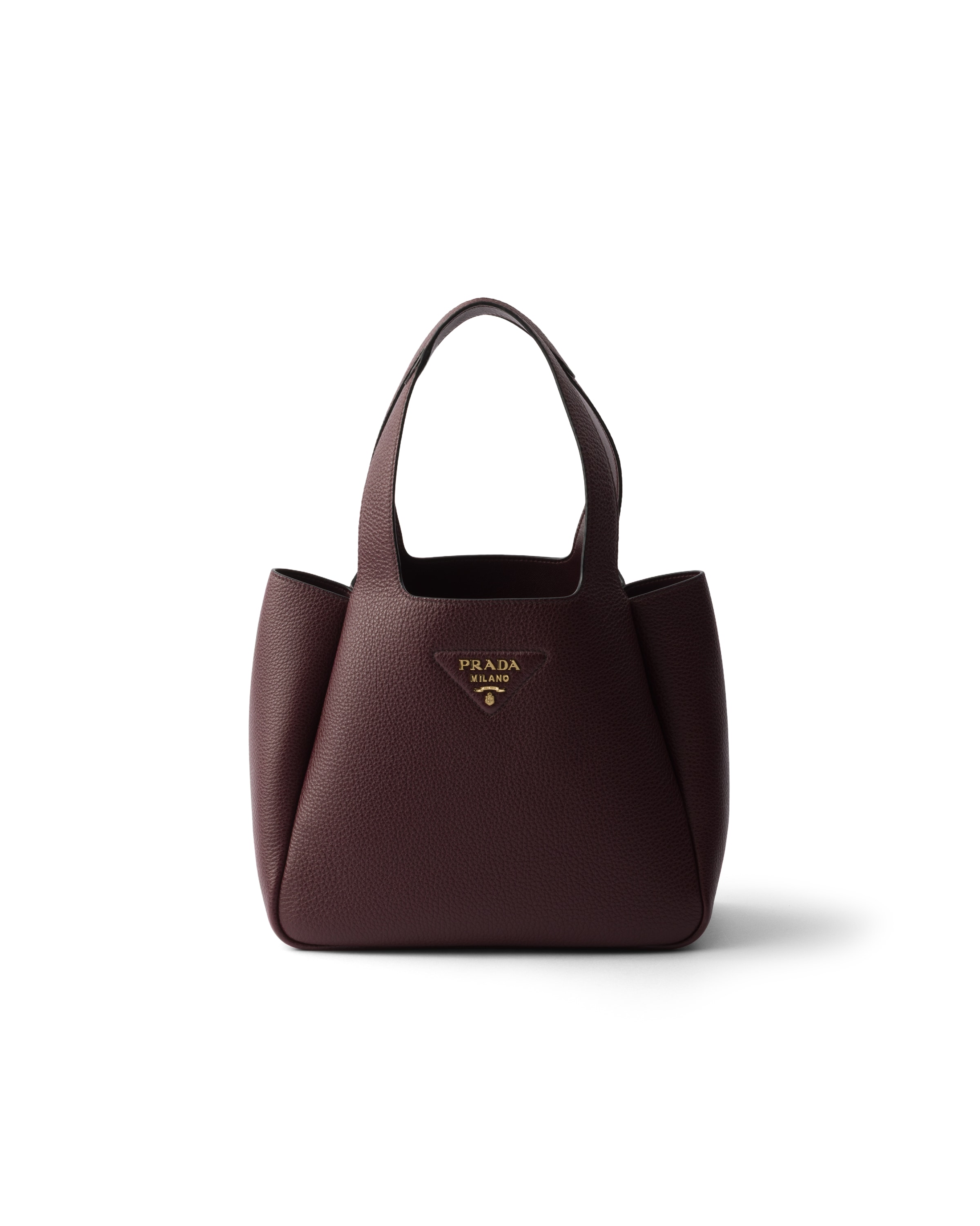 Prada Petit Cabas En Cuir, Femme, Bordeaux