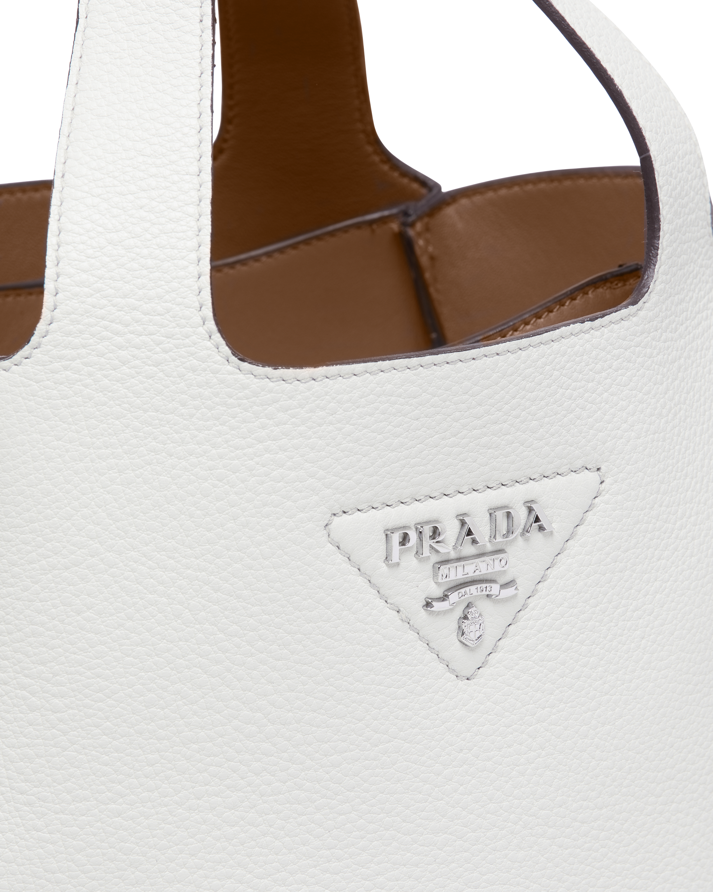 prada leather handbolsa white caramel