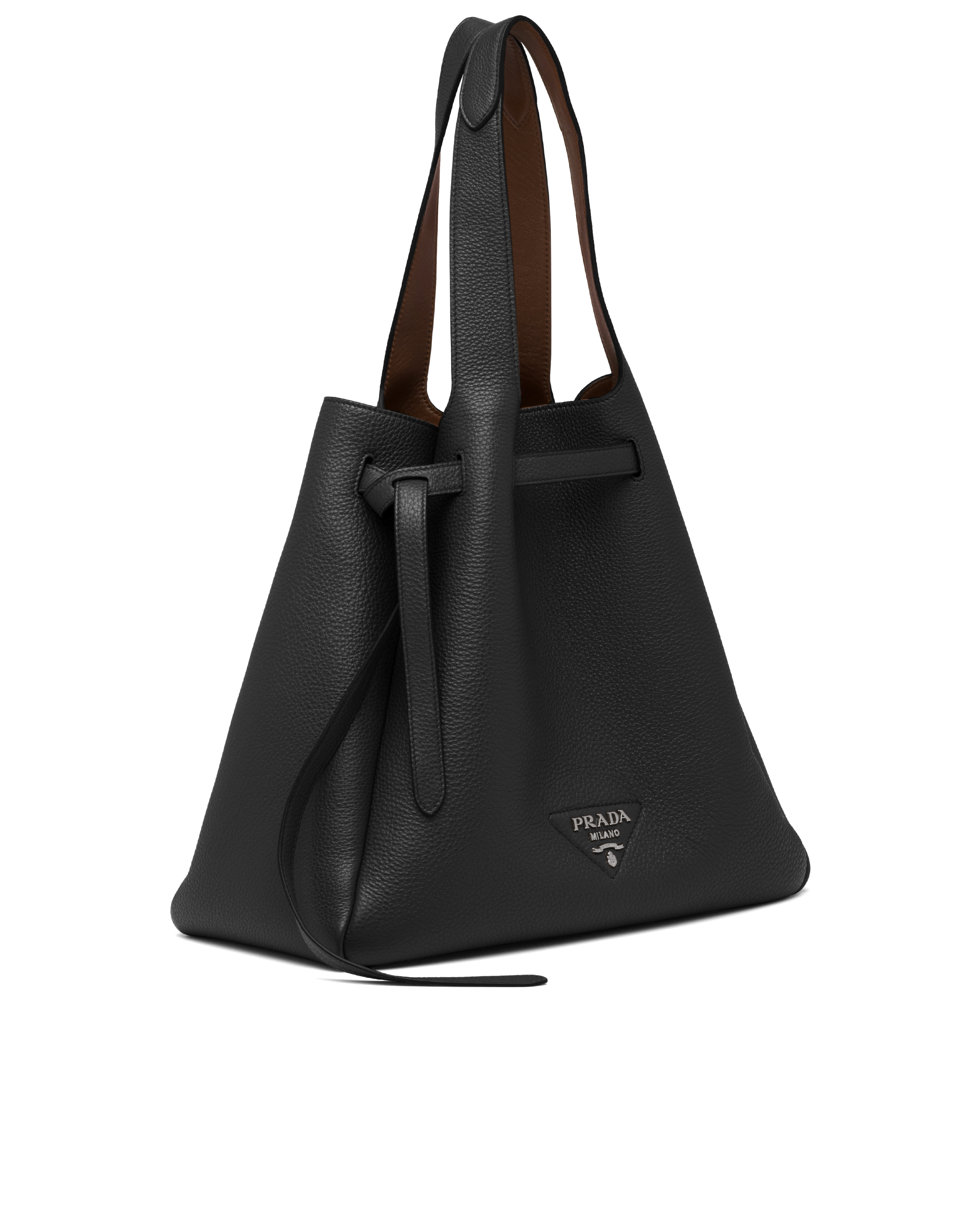 black and brown leather tote