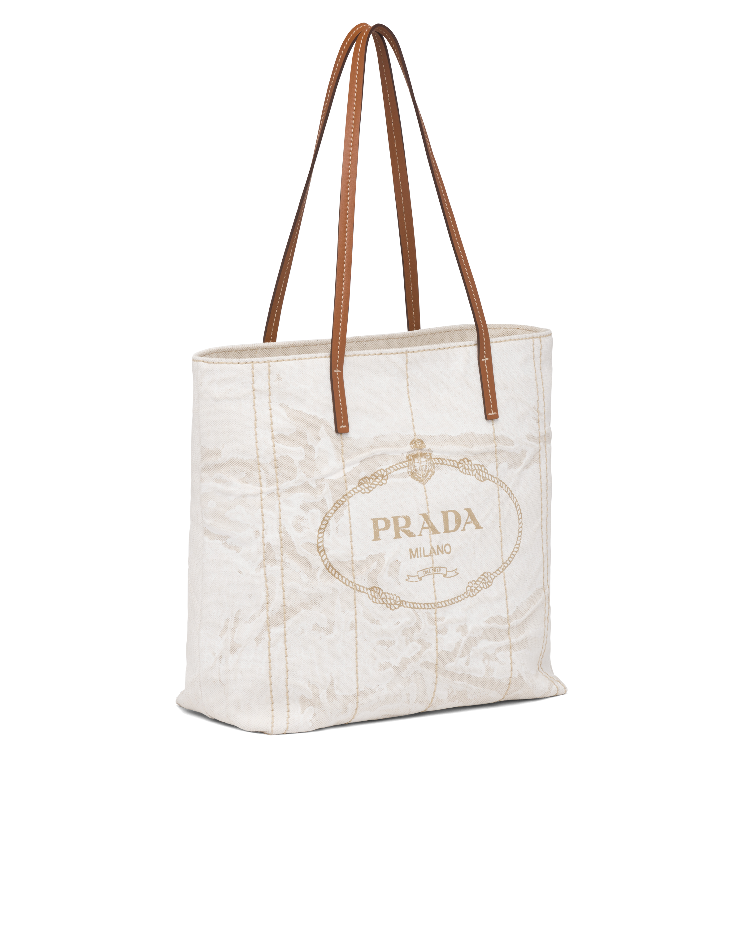 Medium Tote in Printed Linen Blend | Prada