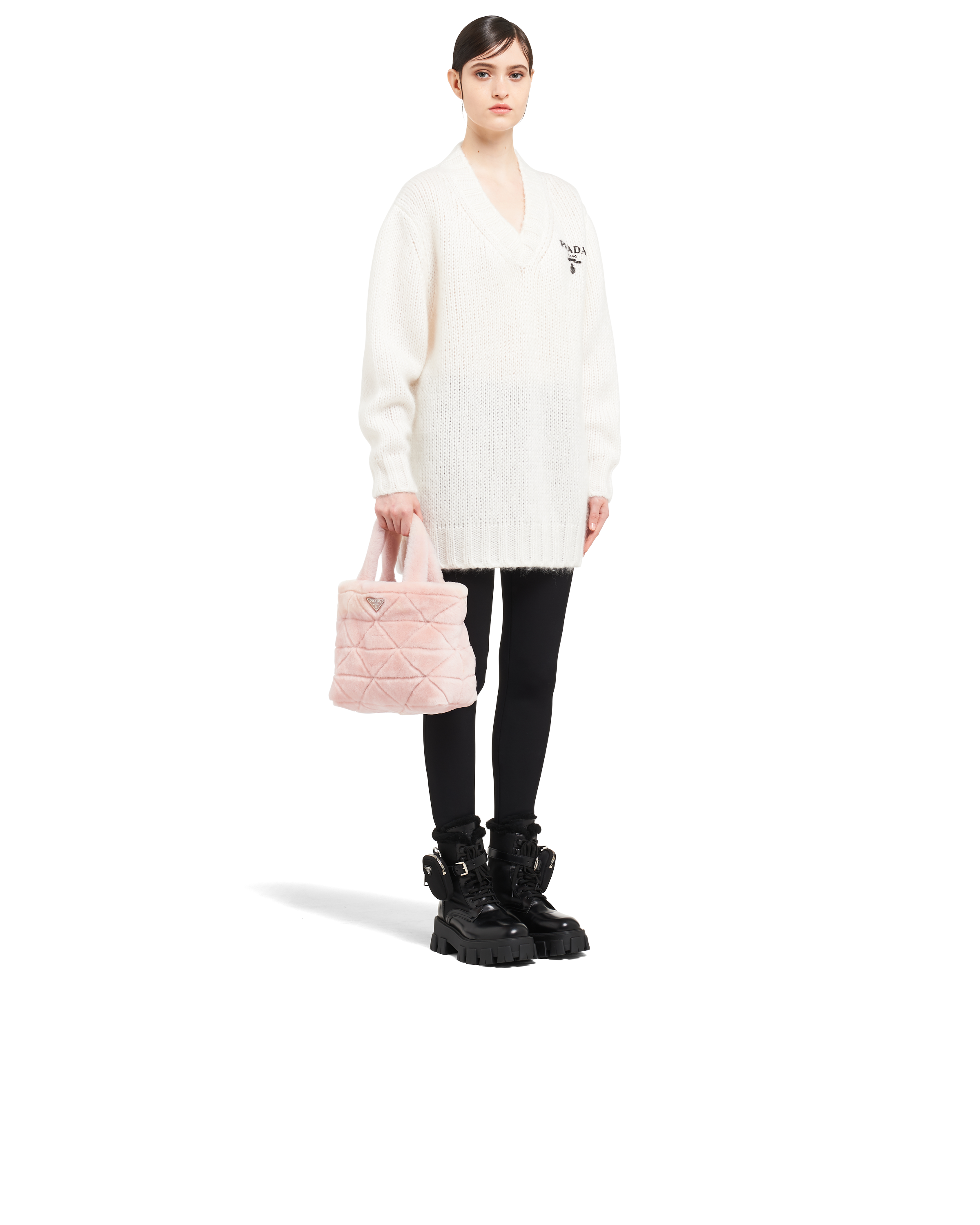 Orchid Pink Shearling tote Prada