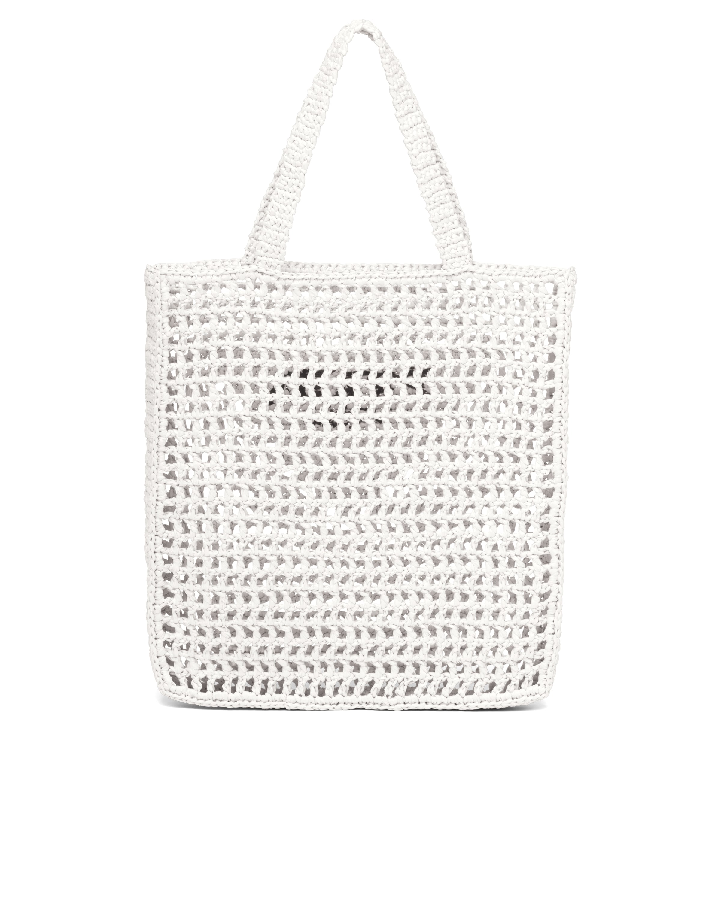 Prada Bicolor Woven Logo Shopper Tote Bag In White