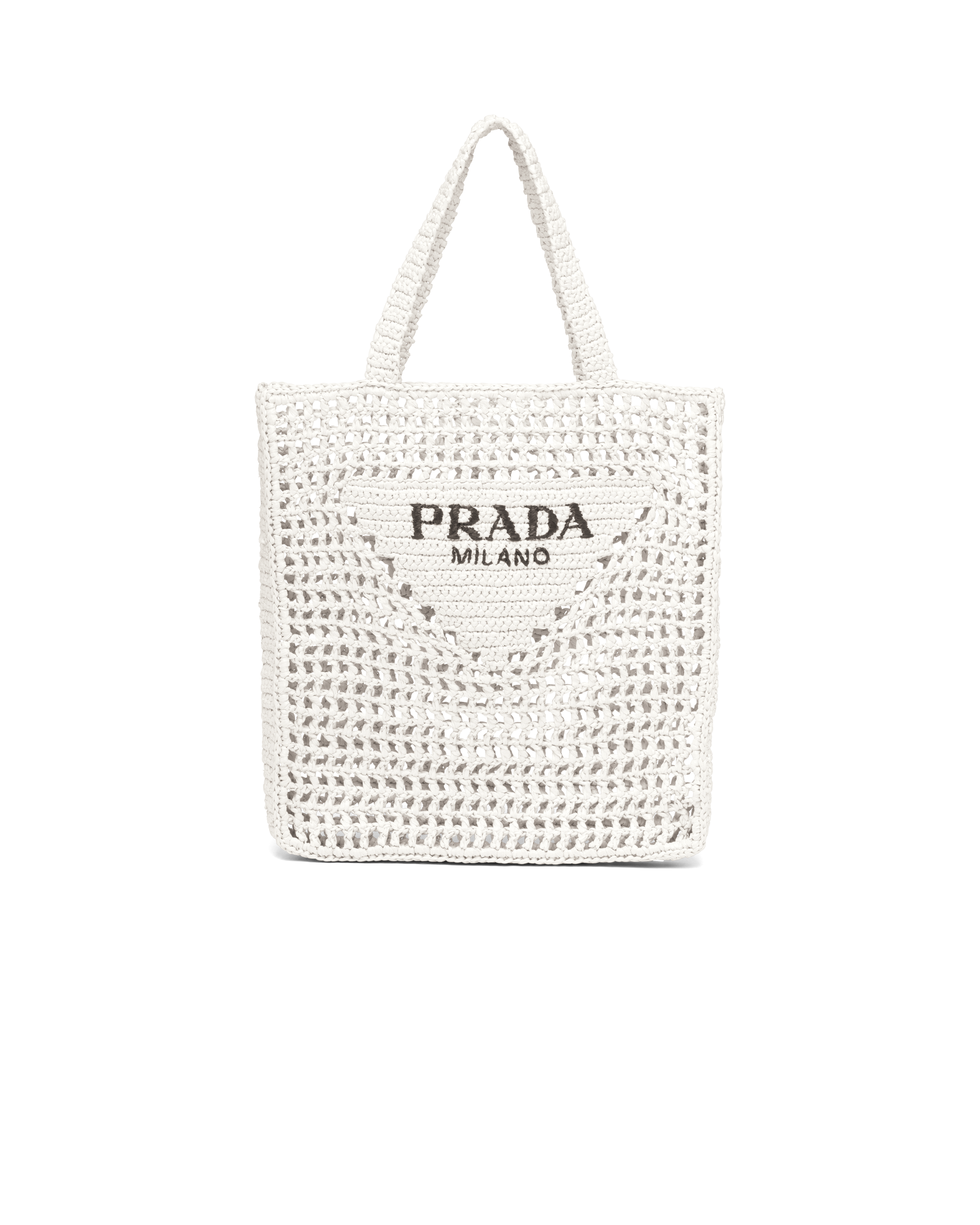 Shop Prada Gehäkelte Tote Bag In White