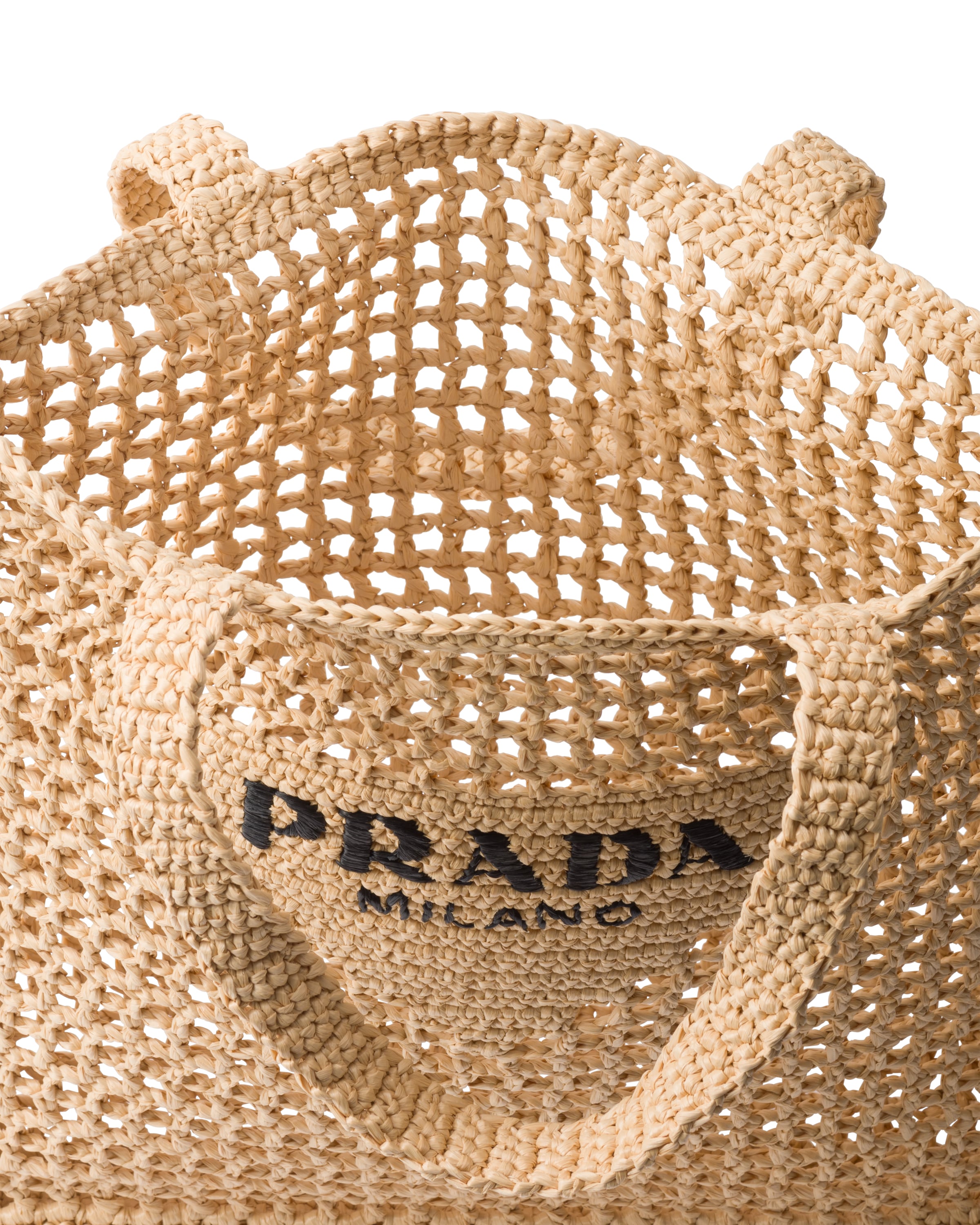Prada Triangle-logo Raffia Tote Bag In Natural