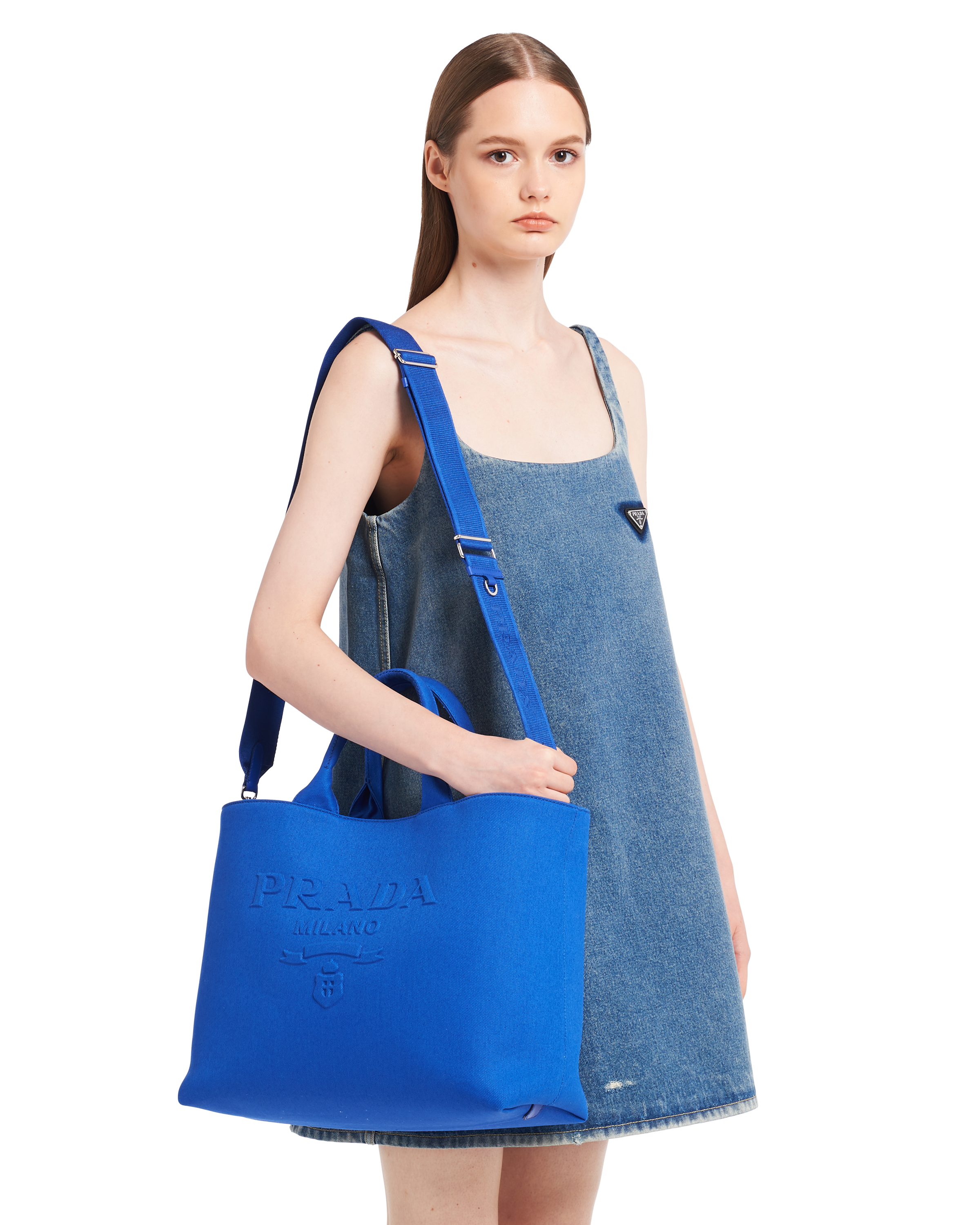 Prada blue sales tote bag